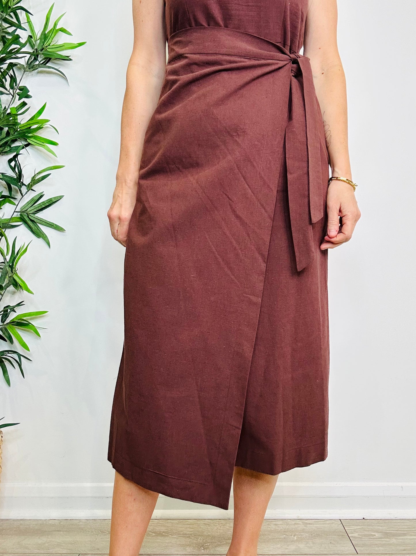 Sleeveless Linen Dress - Size 12