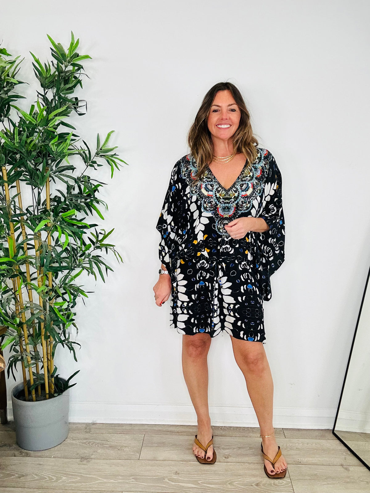 Embellished Silk Kaftan - O/S