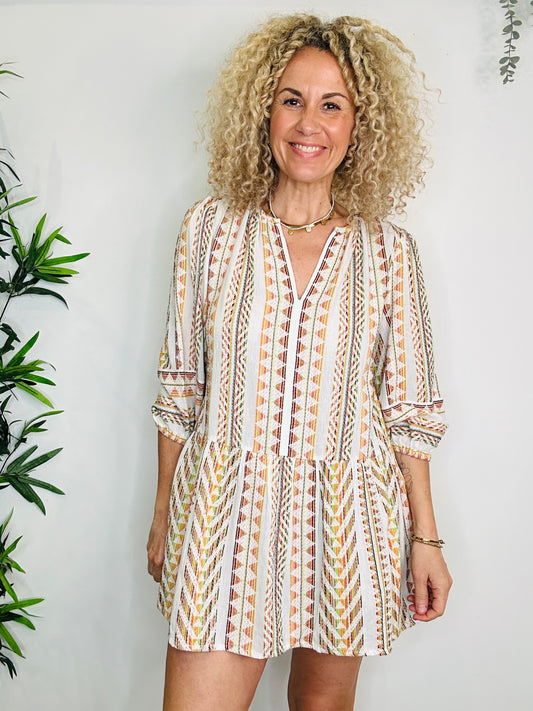 Embroidered Short Dress - Size XS