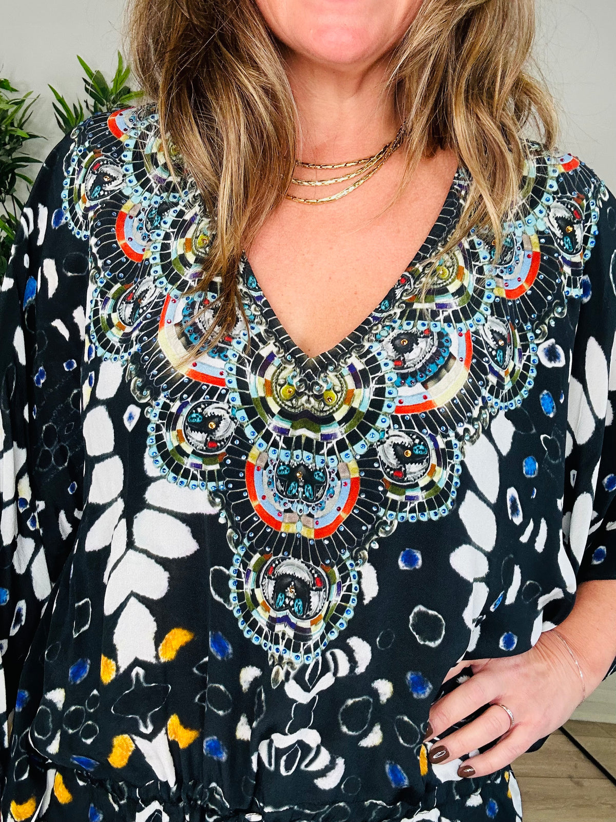 Embellished Silk Kaftan - O/S