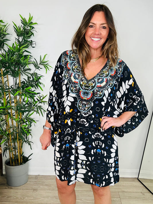 Embellished Silk Kaftan - O/S