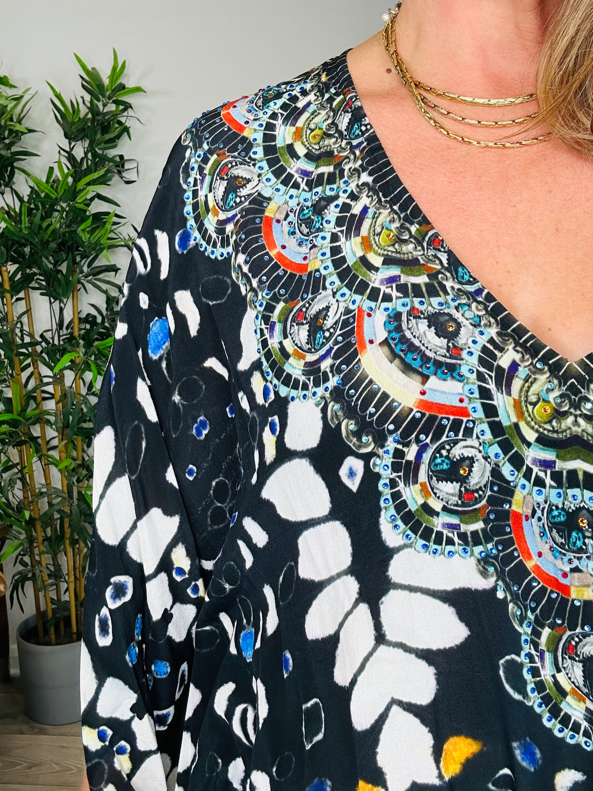 Embellished Silk Kaftan - O/S
