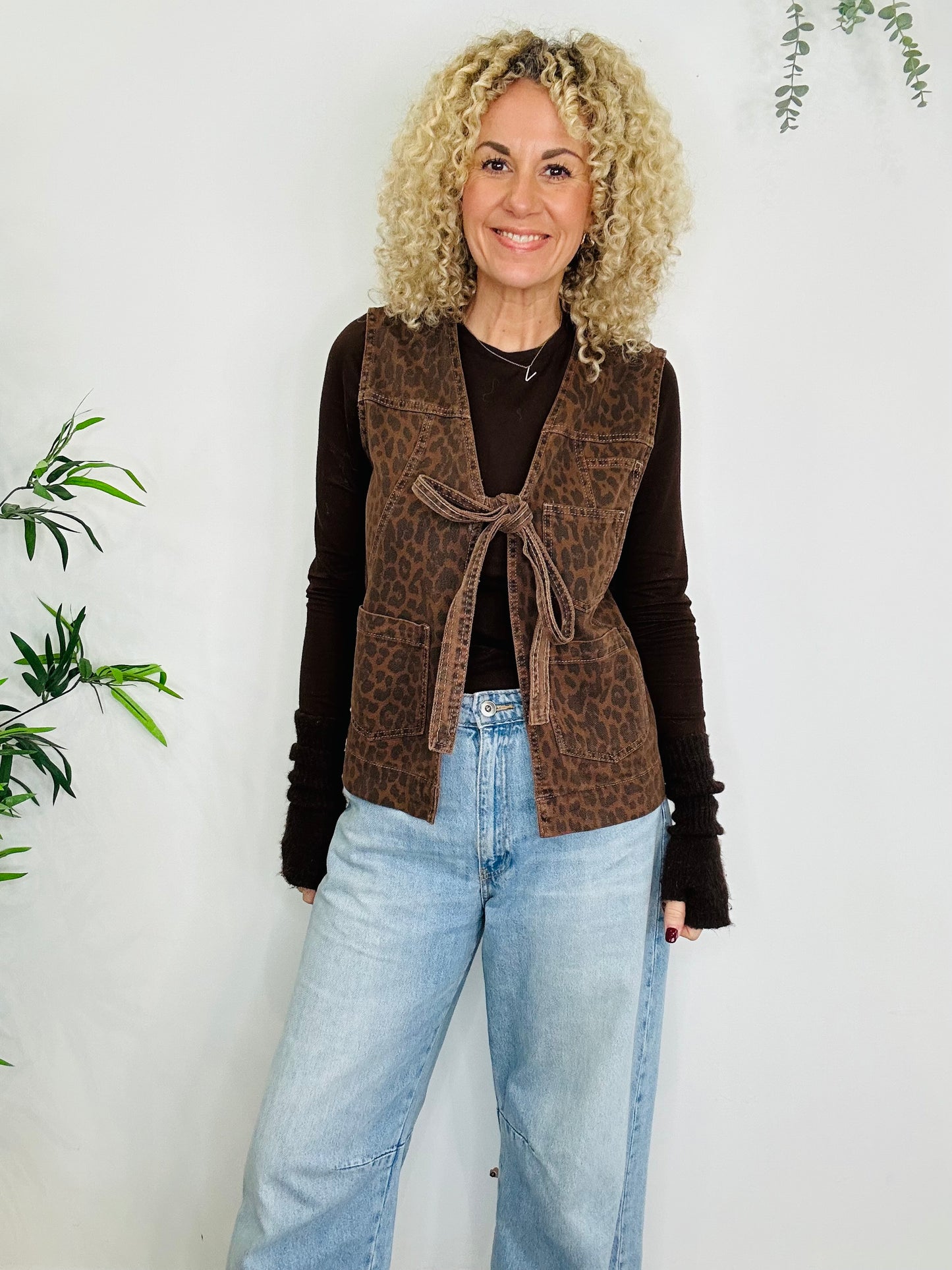 Leopard Print Waistcoat - Size 10