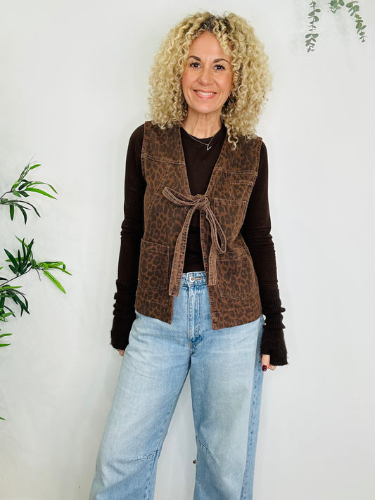 Leopard Print Waistcoat - Size 10