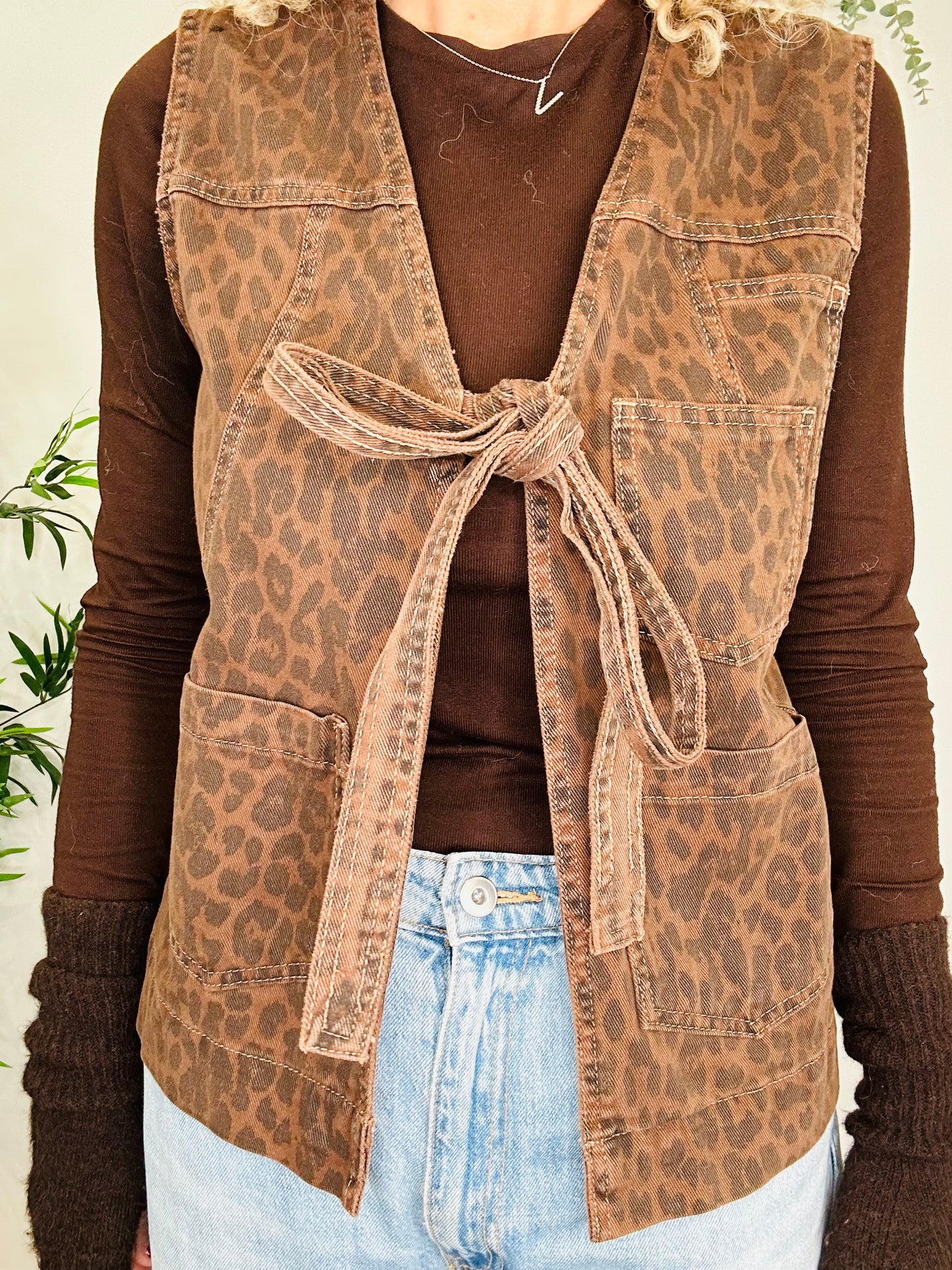 Leopard Print Waistcoat - Size 10