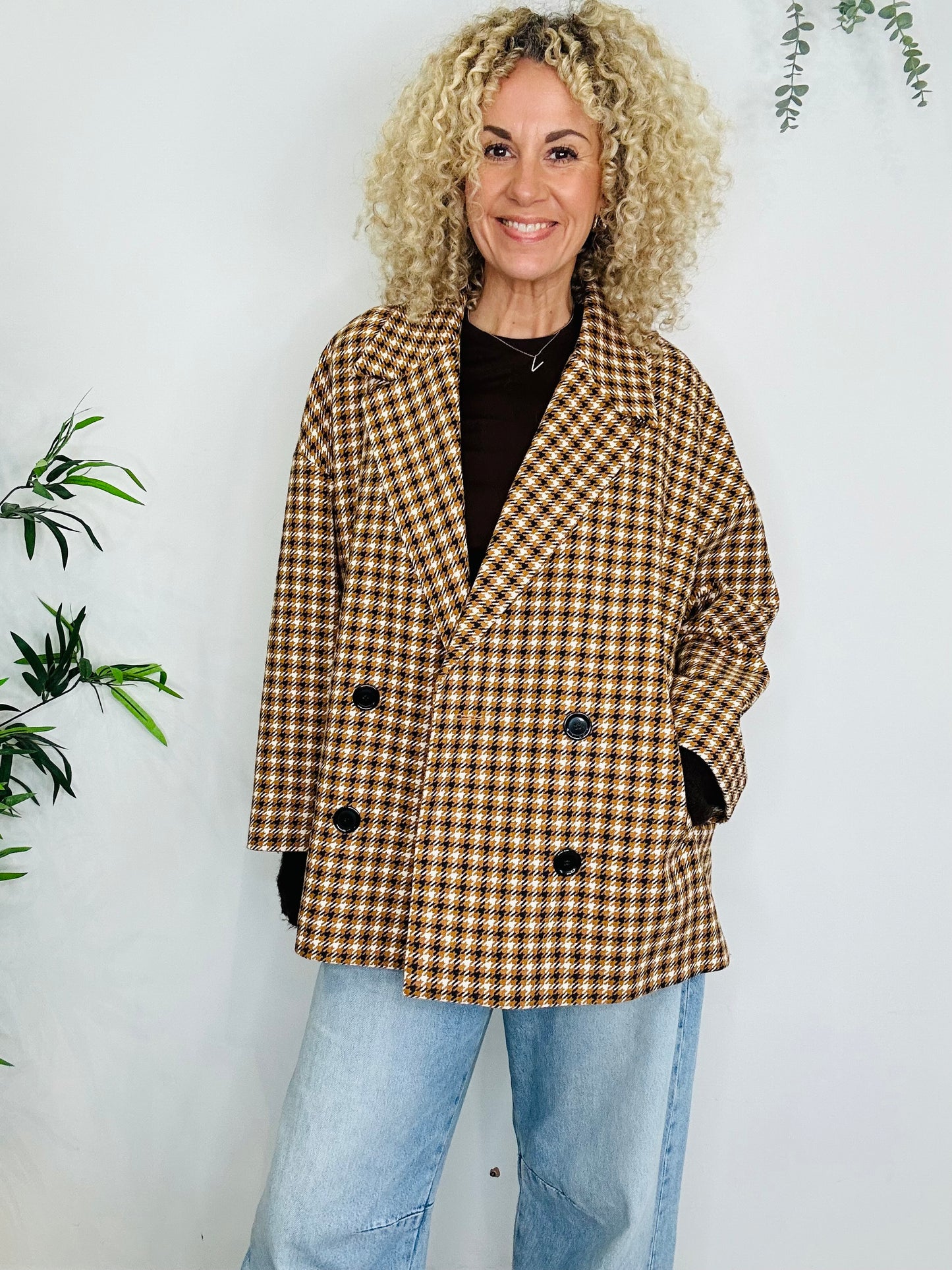 Houndstooth Check Blazer - Size XS/S