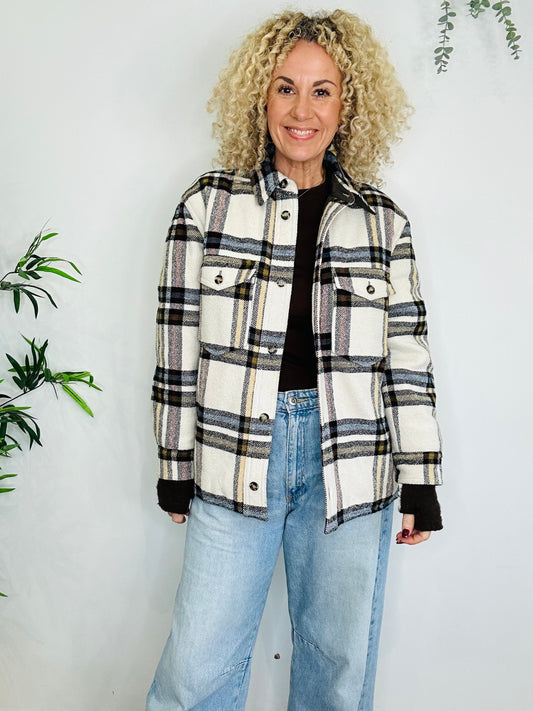 Ervey Check Shacket - Size S