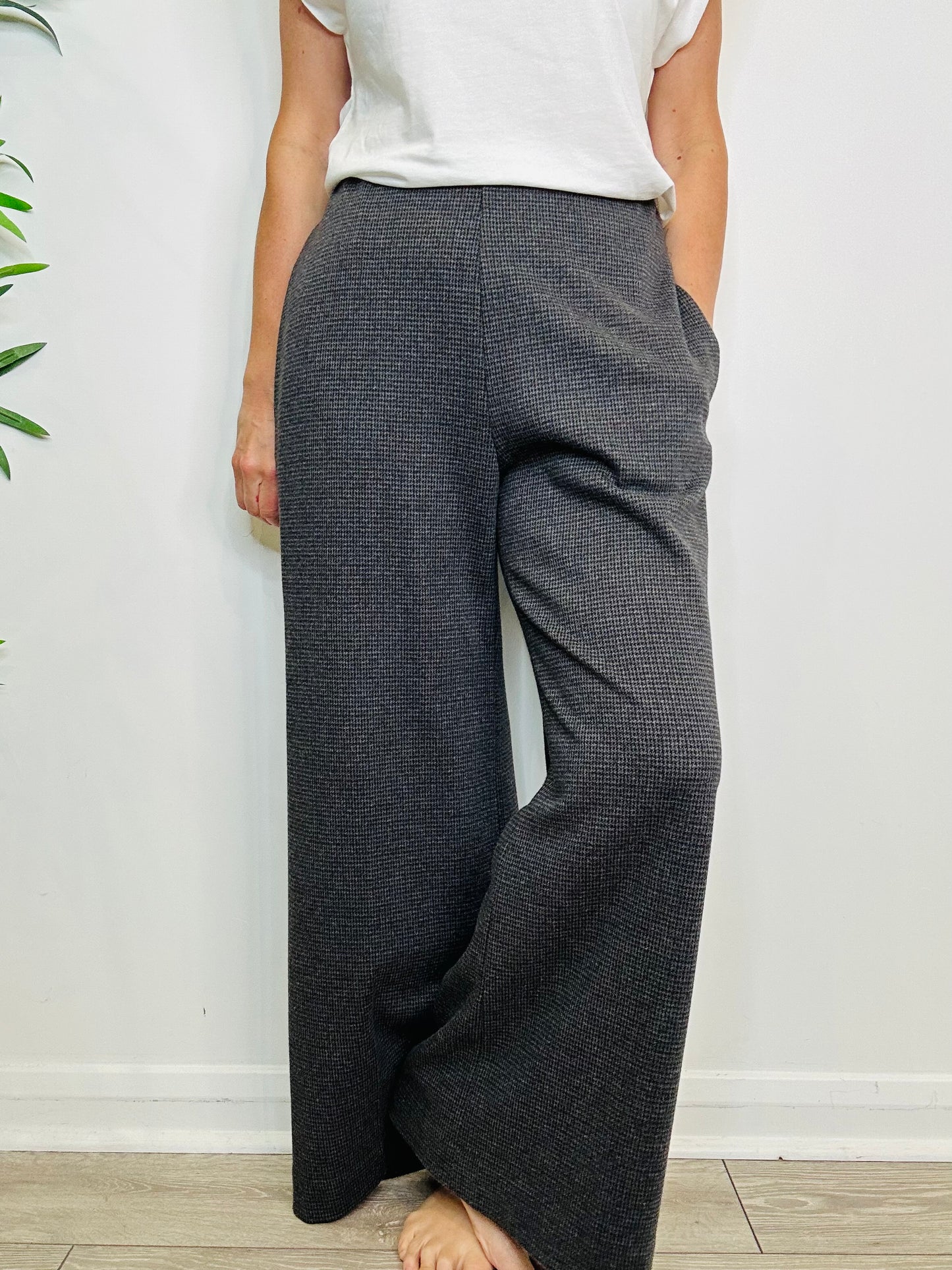 Check Wide Leg Trousers - Size 46IT