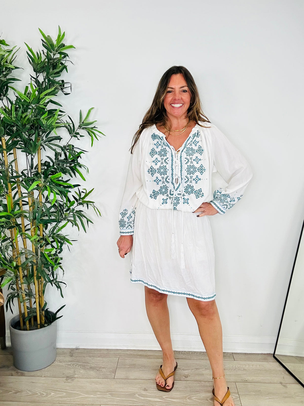 Embroidered Beach Dress - Size M