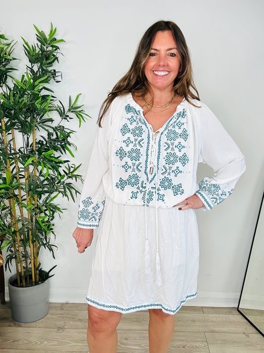 Embroidered Beach Dress - Size M