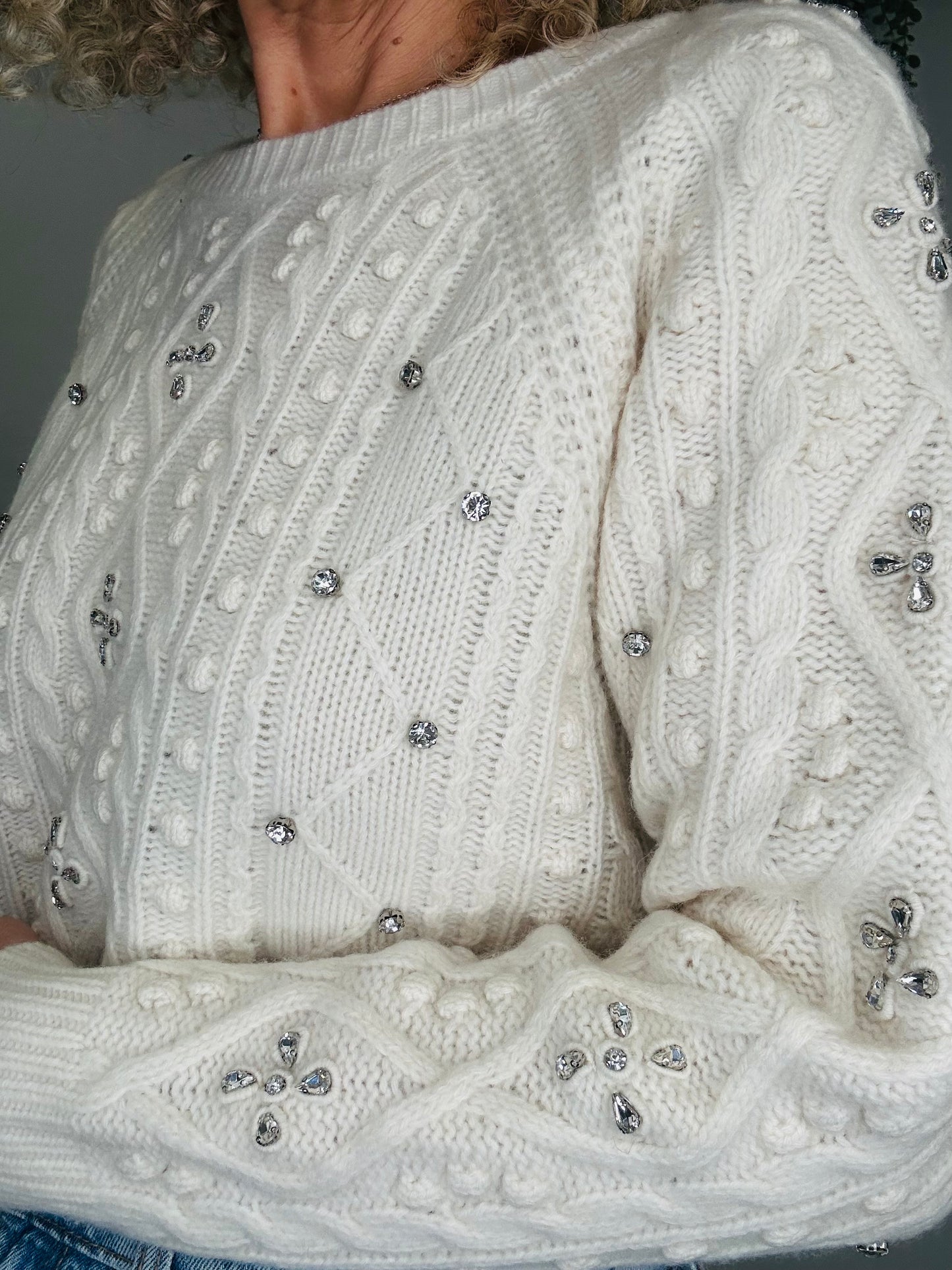 Embellished Cropped Jumper - Size S