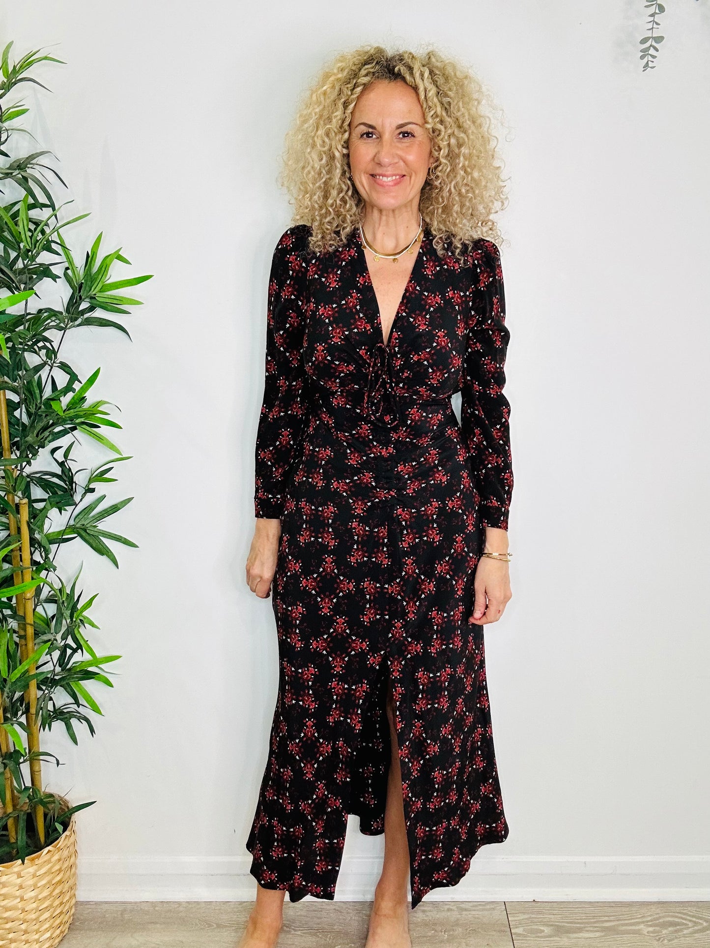 Silk Patterned Dress - Size 10