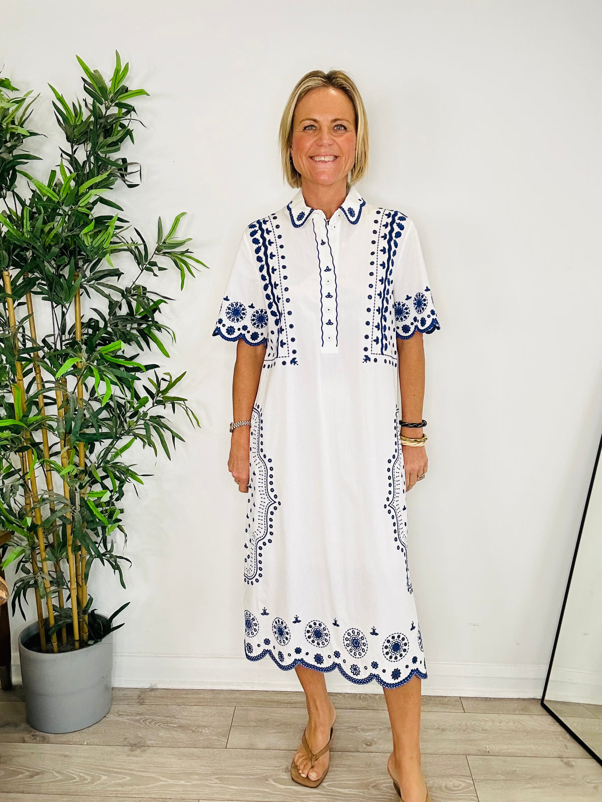 Embroidered Cotton Dress - Size 10