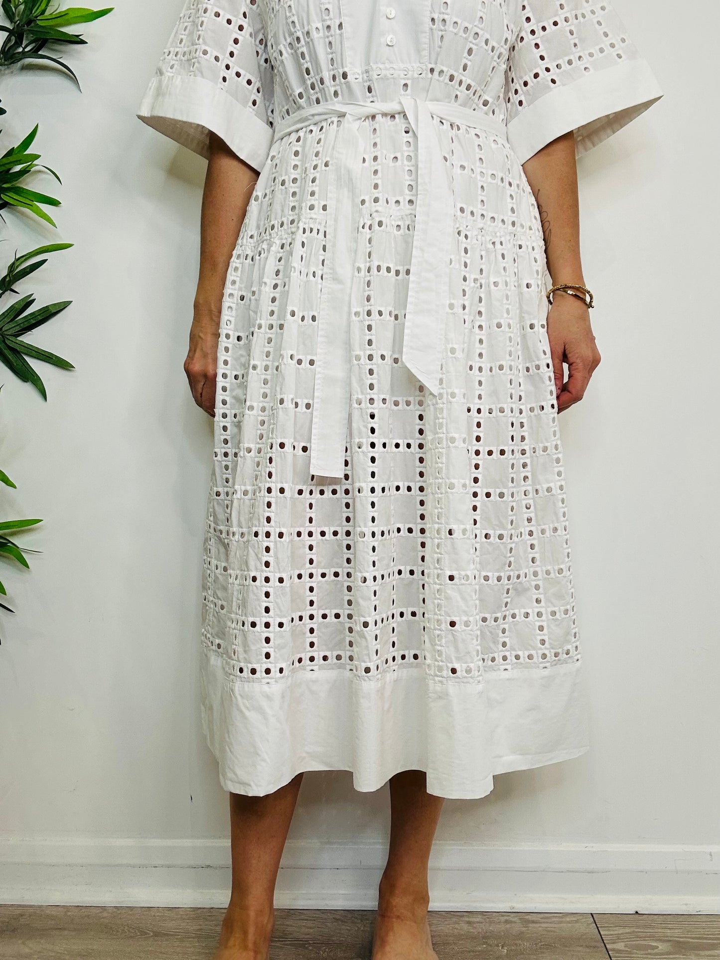 Broderie Midi Dress - Size M