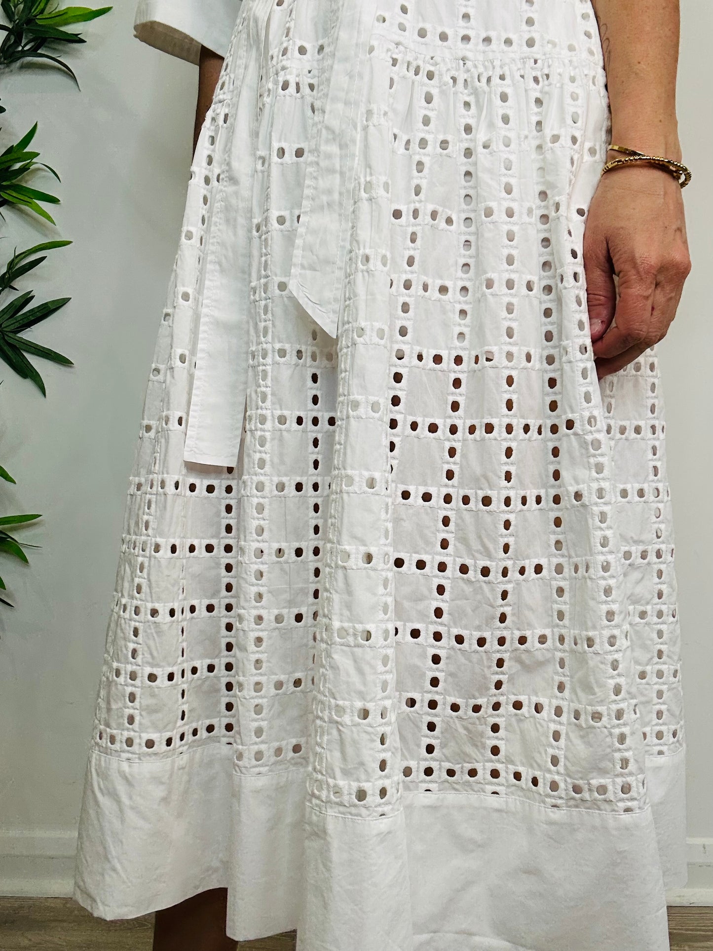 Broderie Midi Dress - Size M