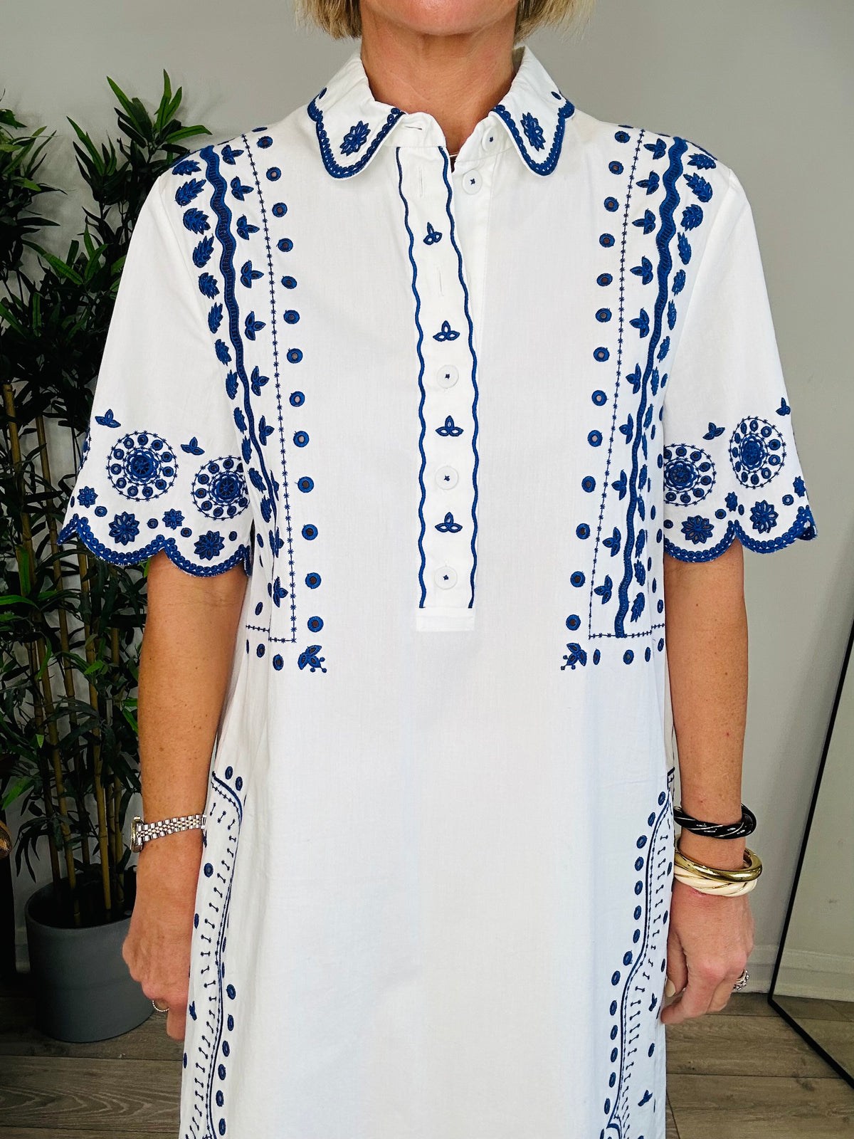 Embroidered Cotton Dress - Size 10