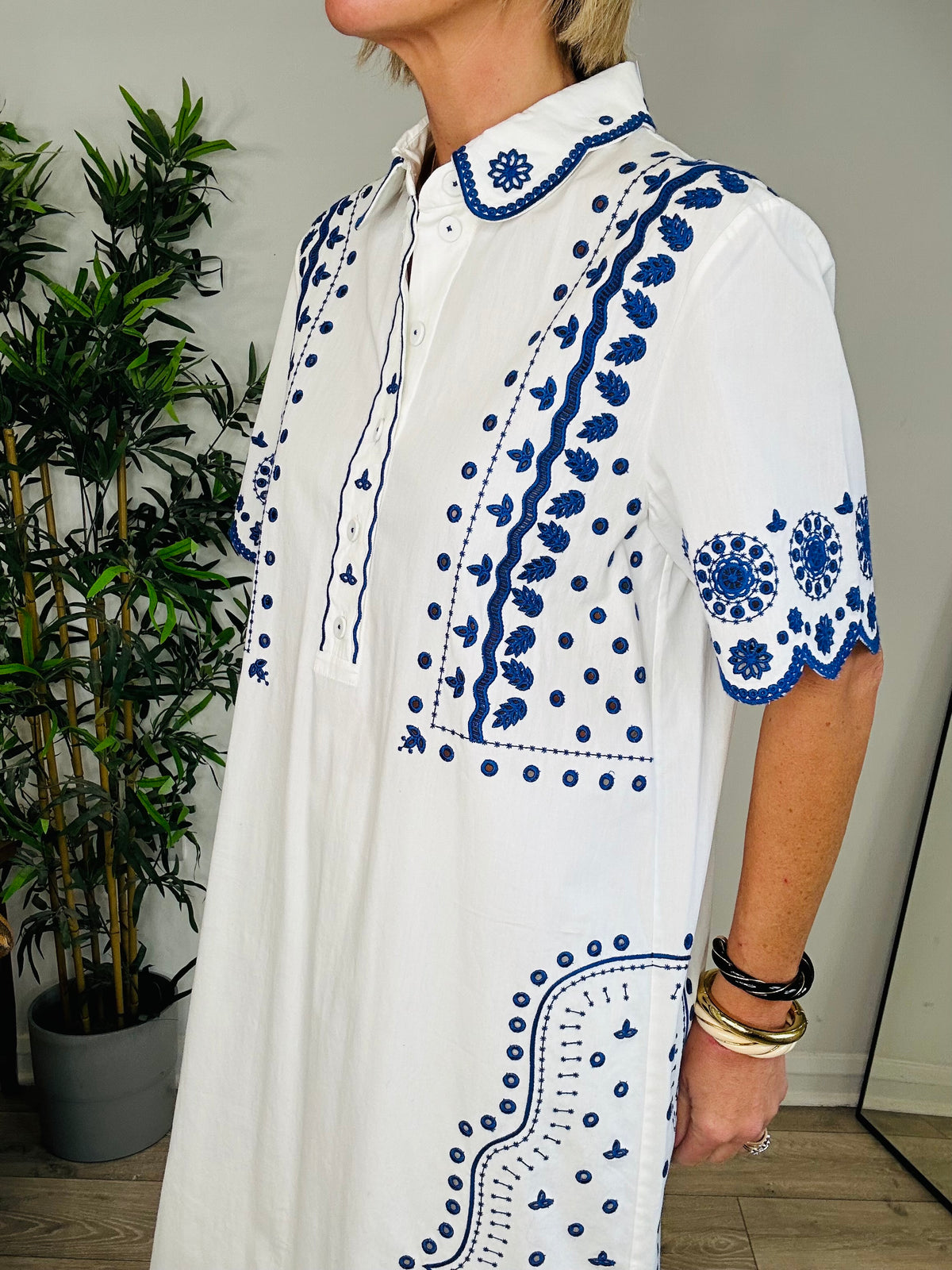 Embroidered Cotton Dress - Size 10