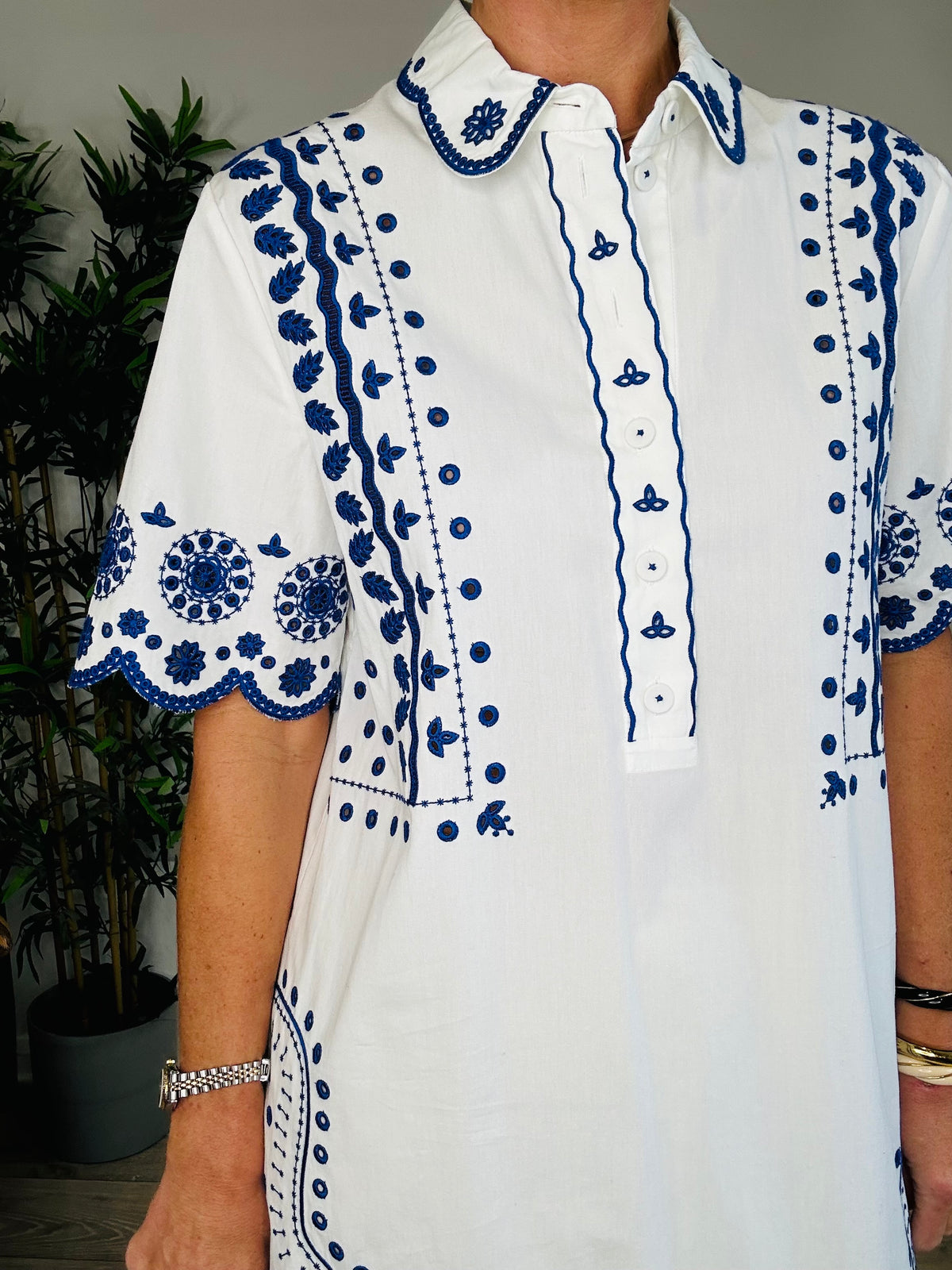 Embroidered Cotton Dress - Size 10