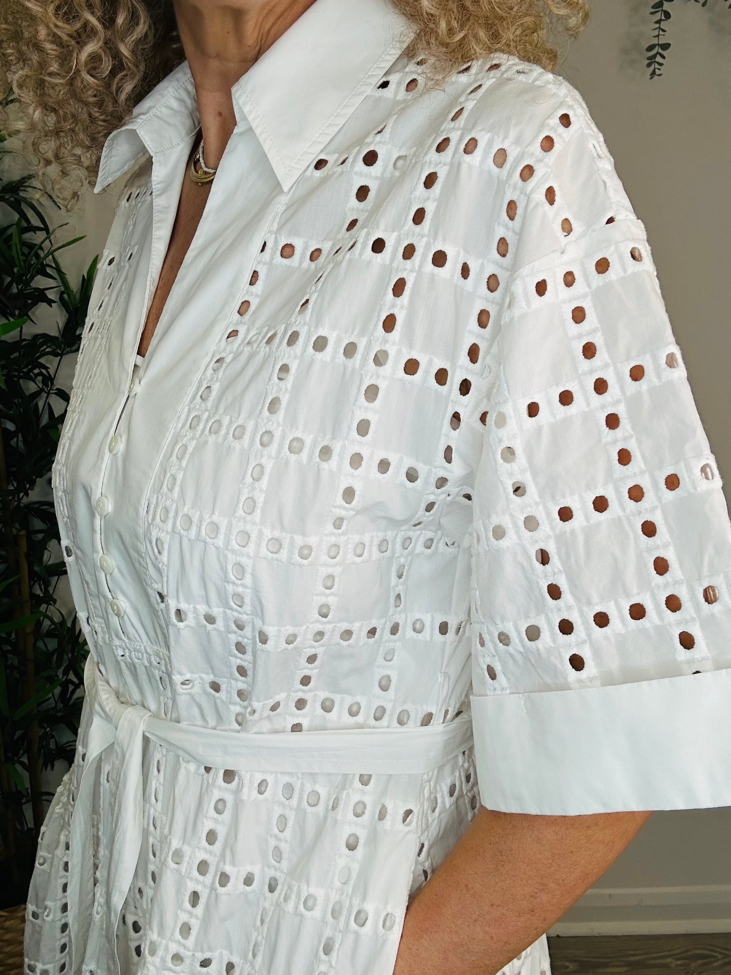 Broderie Midi Dress - Size M