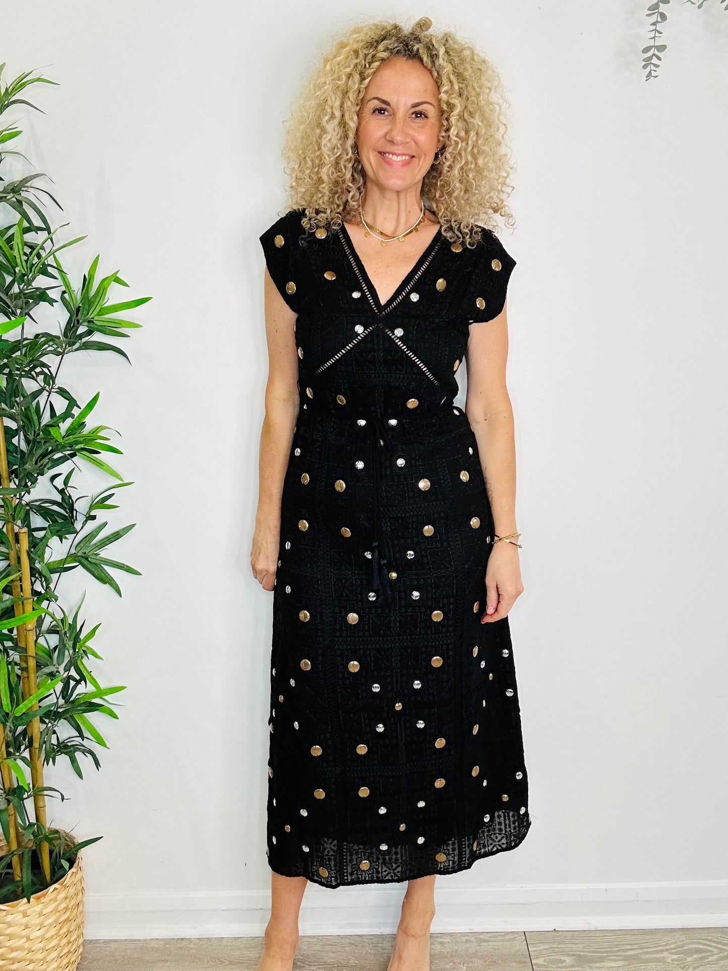 Embellished Midi Dress - Size XS