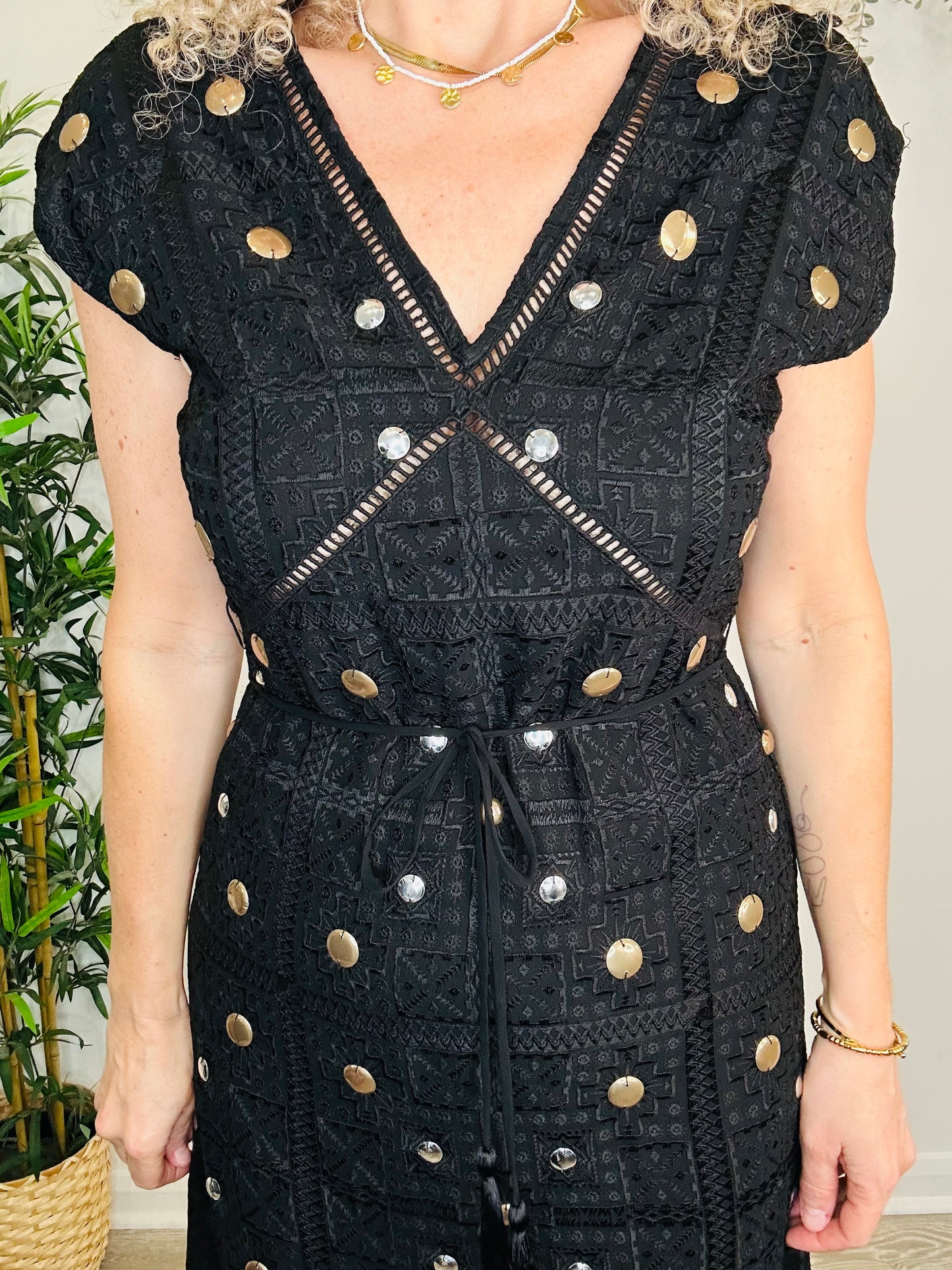Embellished Midi Dress - Size XS