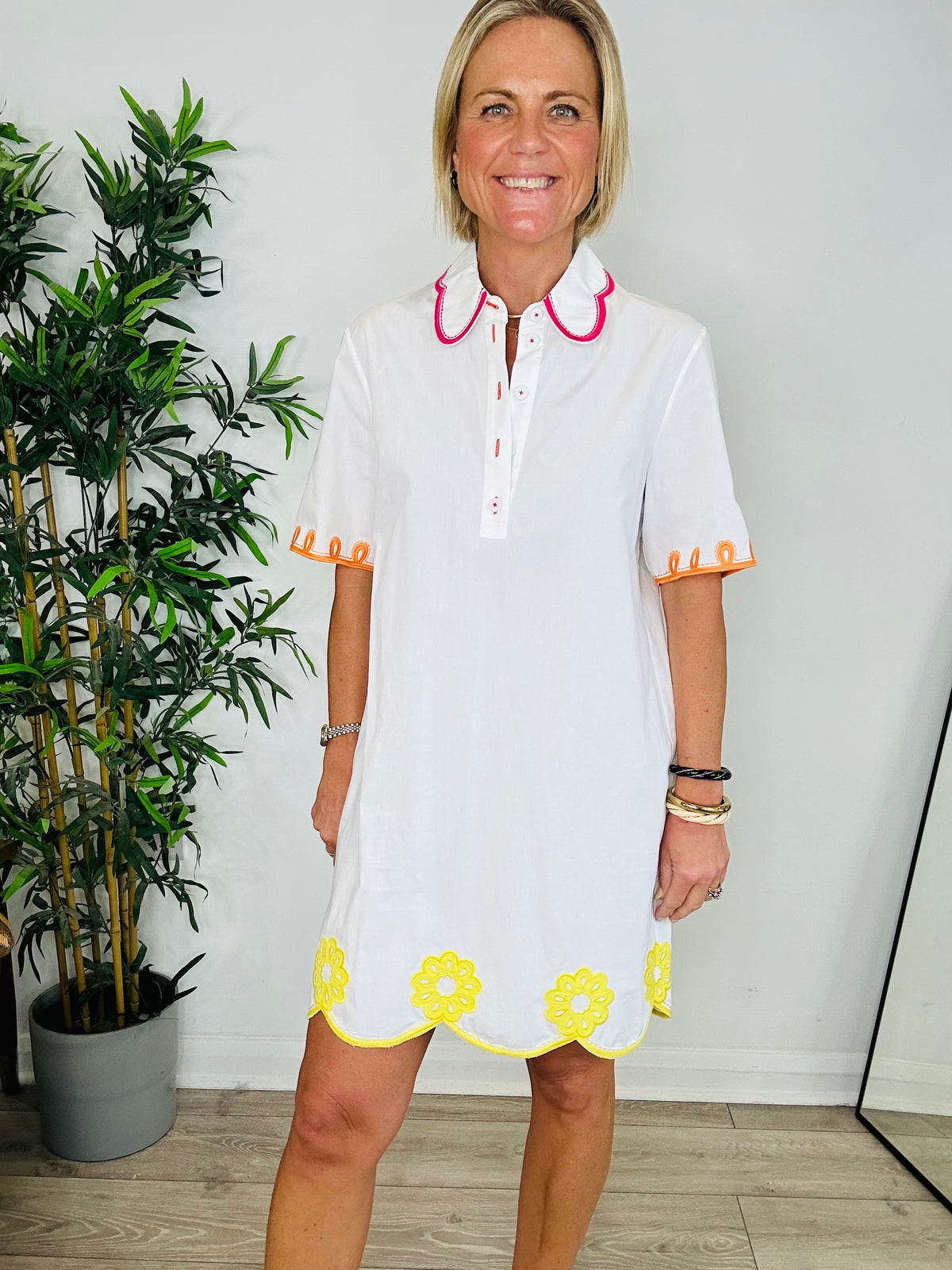 Embroidered Cotton Dress - Size 10
