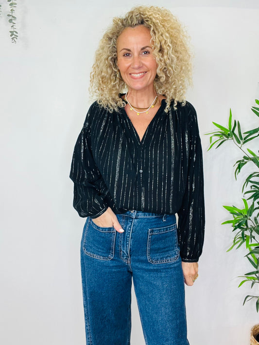 Metallic Stripe Blouse - Size L