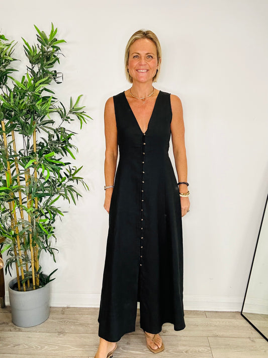 Fitia Sleeveless Linen Dress - Size 10