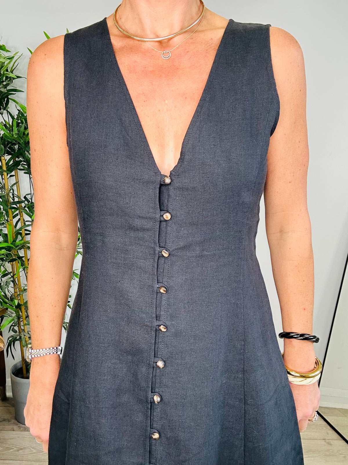 Fitia Sleeveless Linen Dress - Size 10