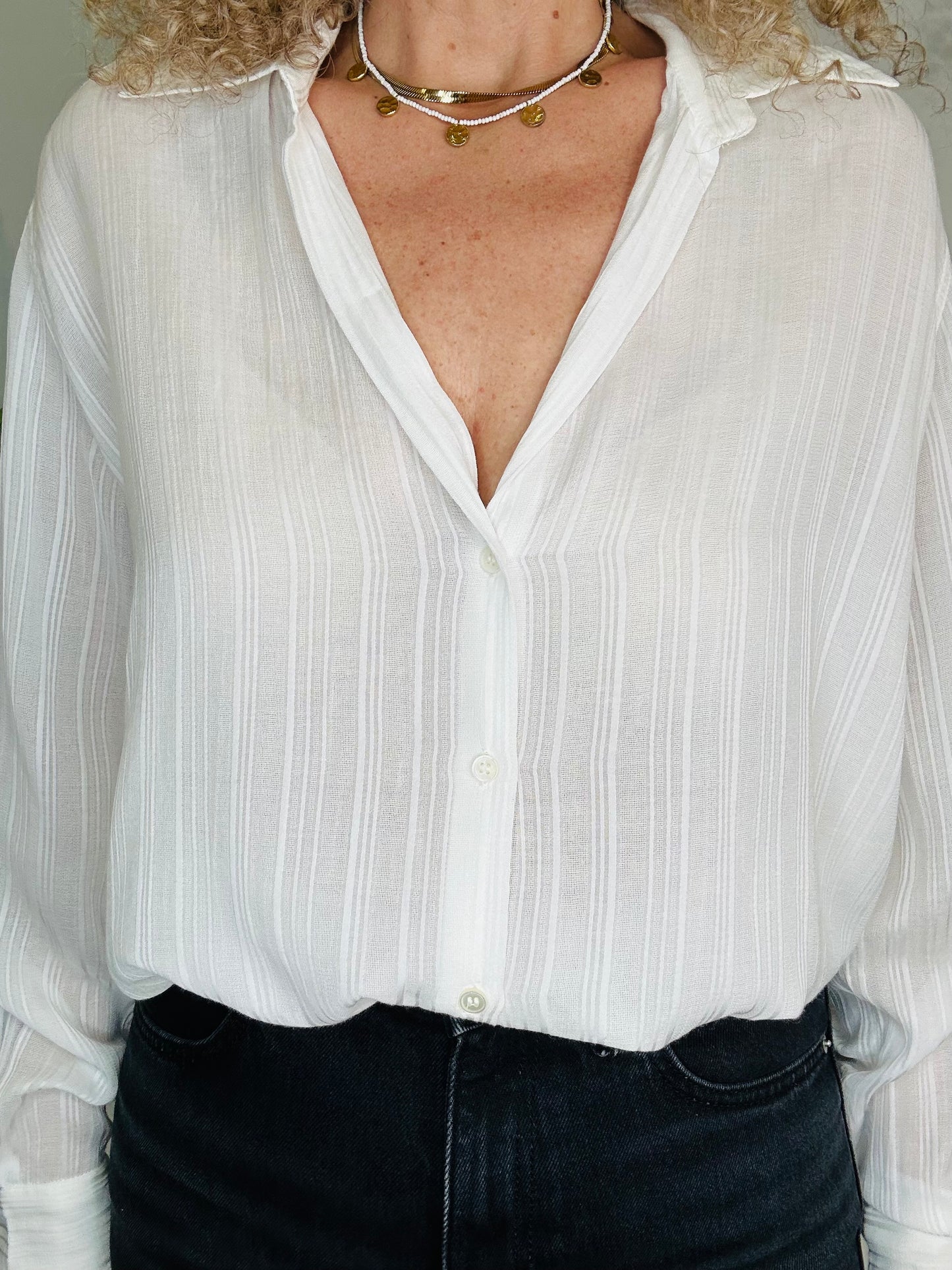 Sheer Stripe Shirt - Size 40