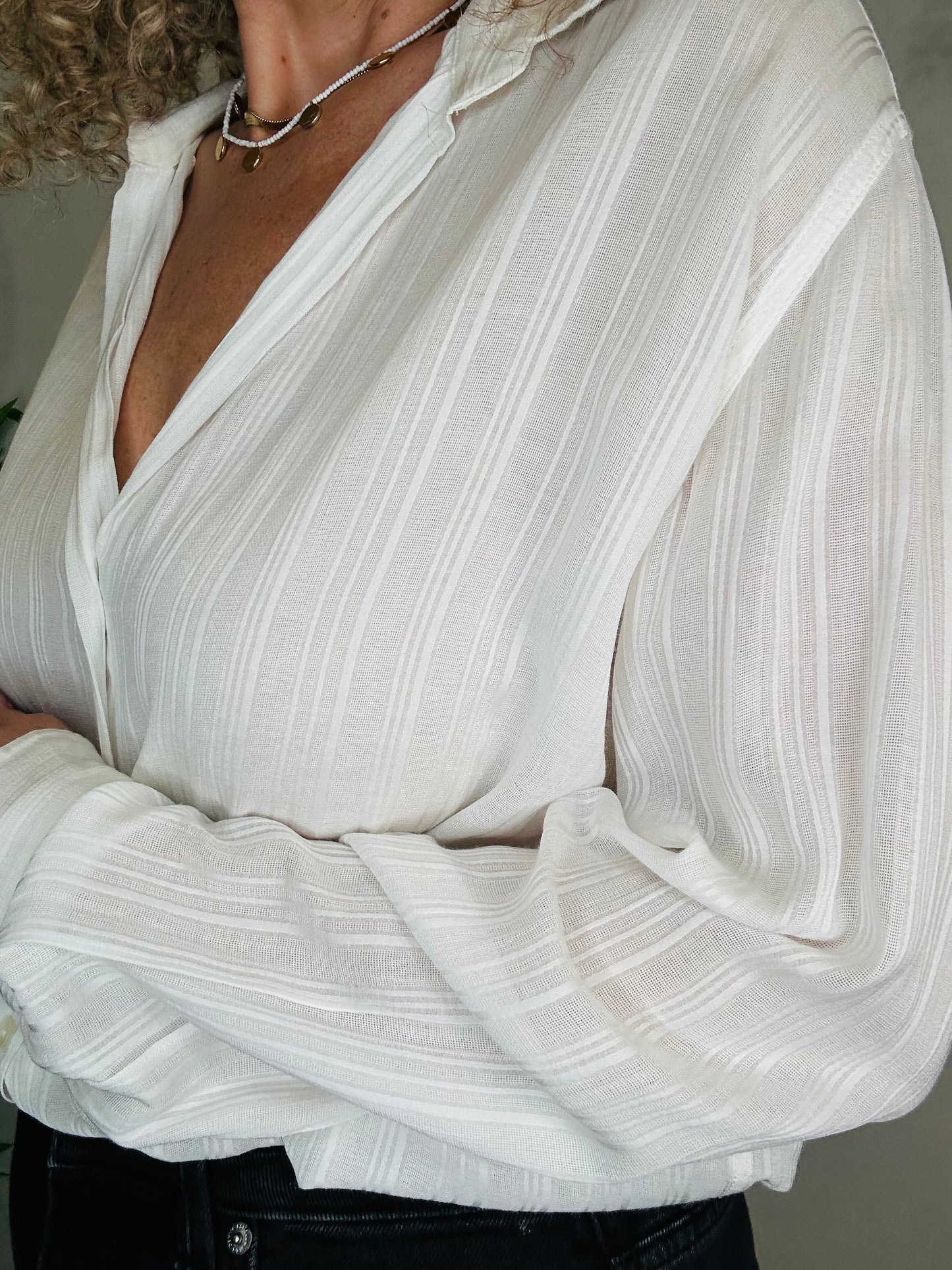 Sheer Stripe Shirt - Size 40
