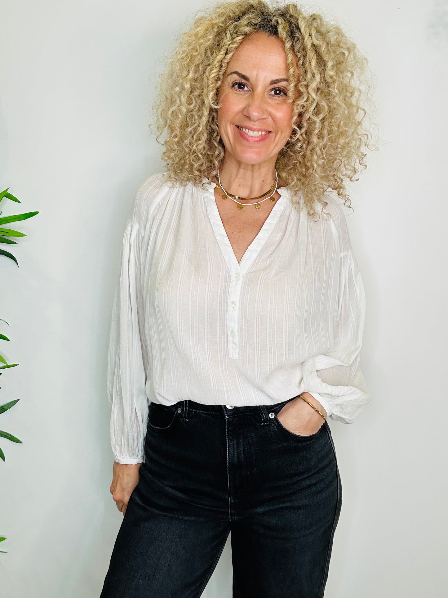 Sheer Stripe Blouse - Size 40