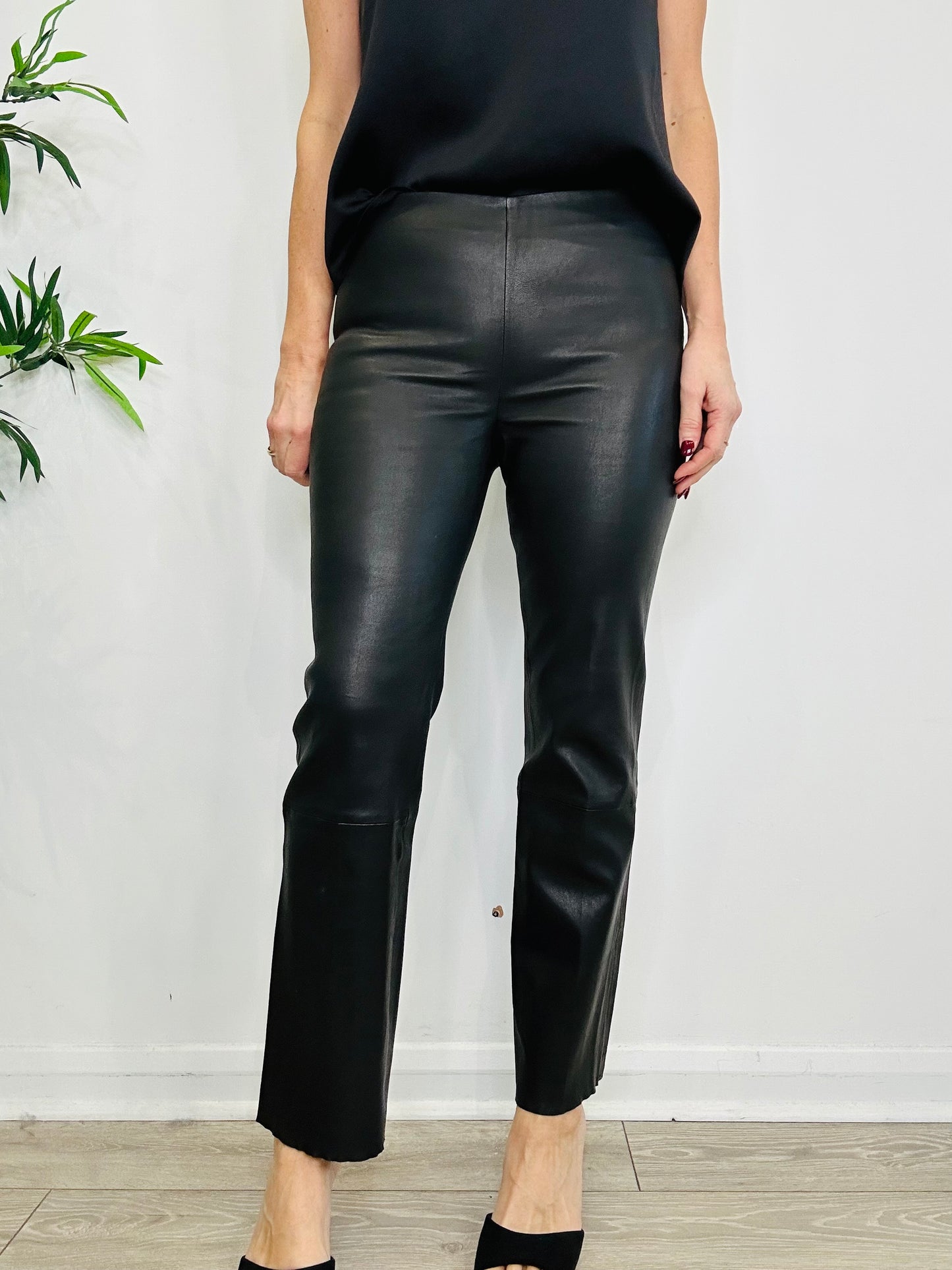 Stretch Leather Trousers - Size 34