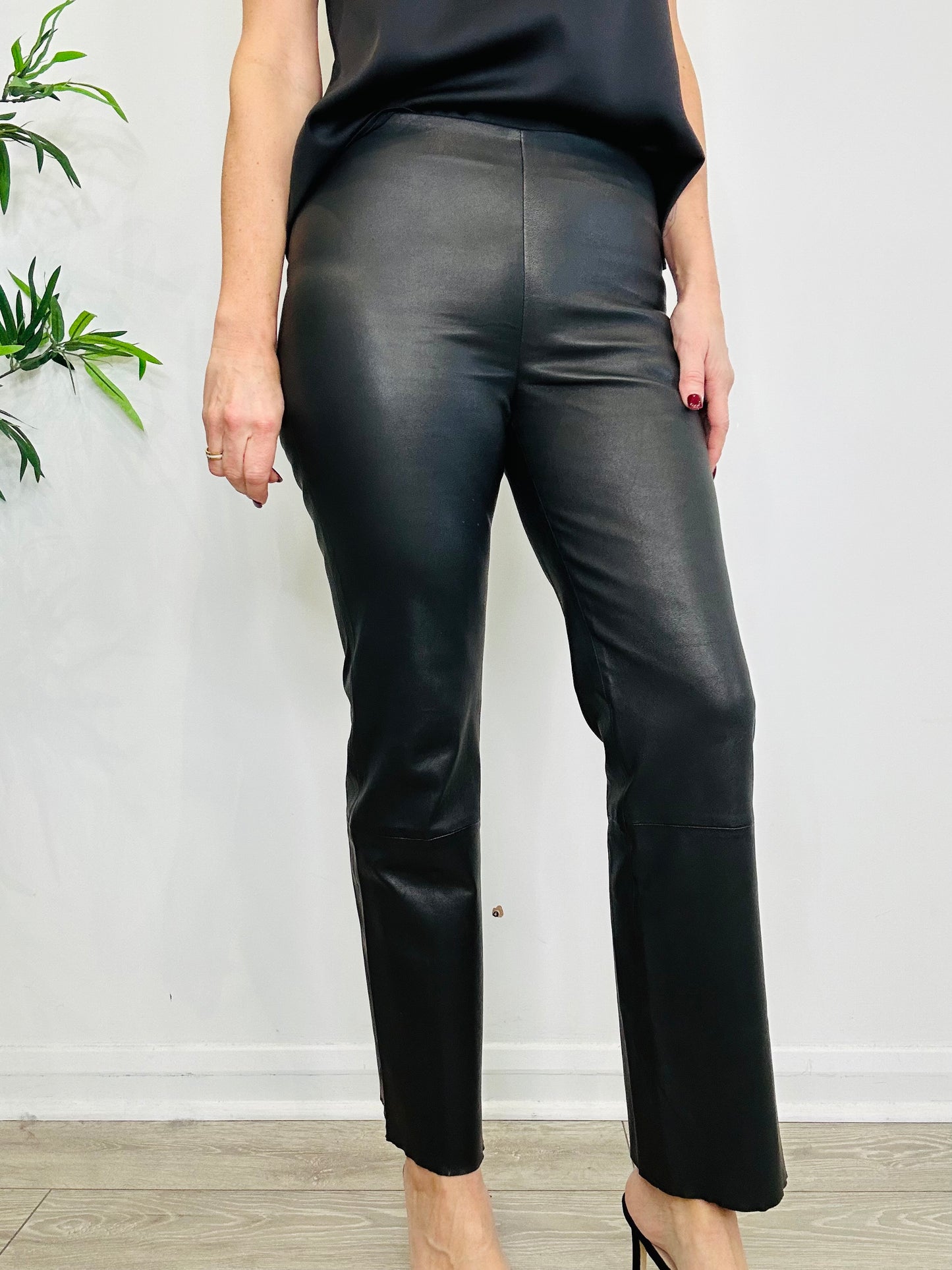 Stretch Leather Trousers - Size 34