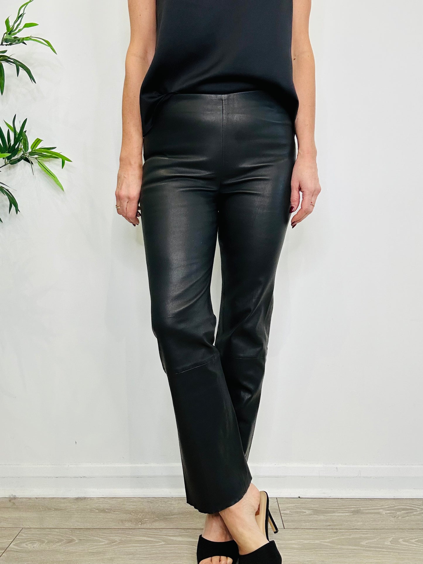 Stretch Leather Trousers - Size 34
