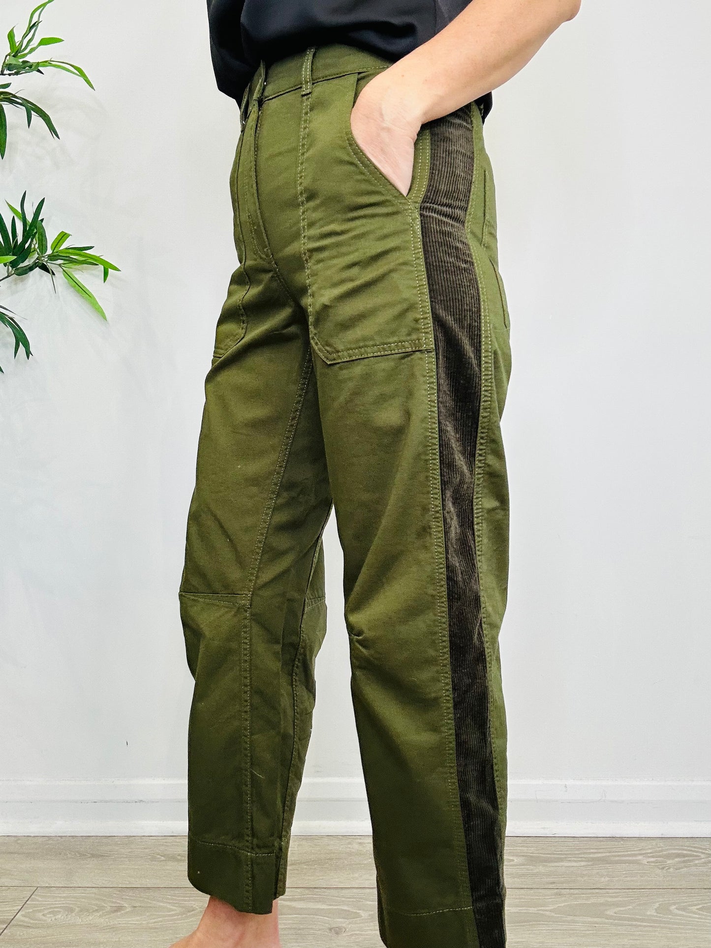 Cord Side Stripe Trousers - Size 10