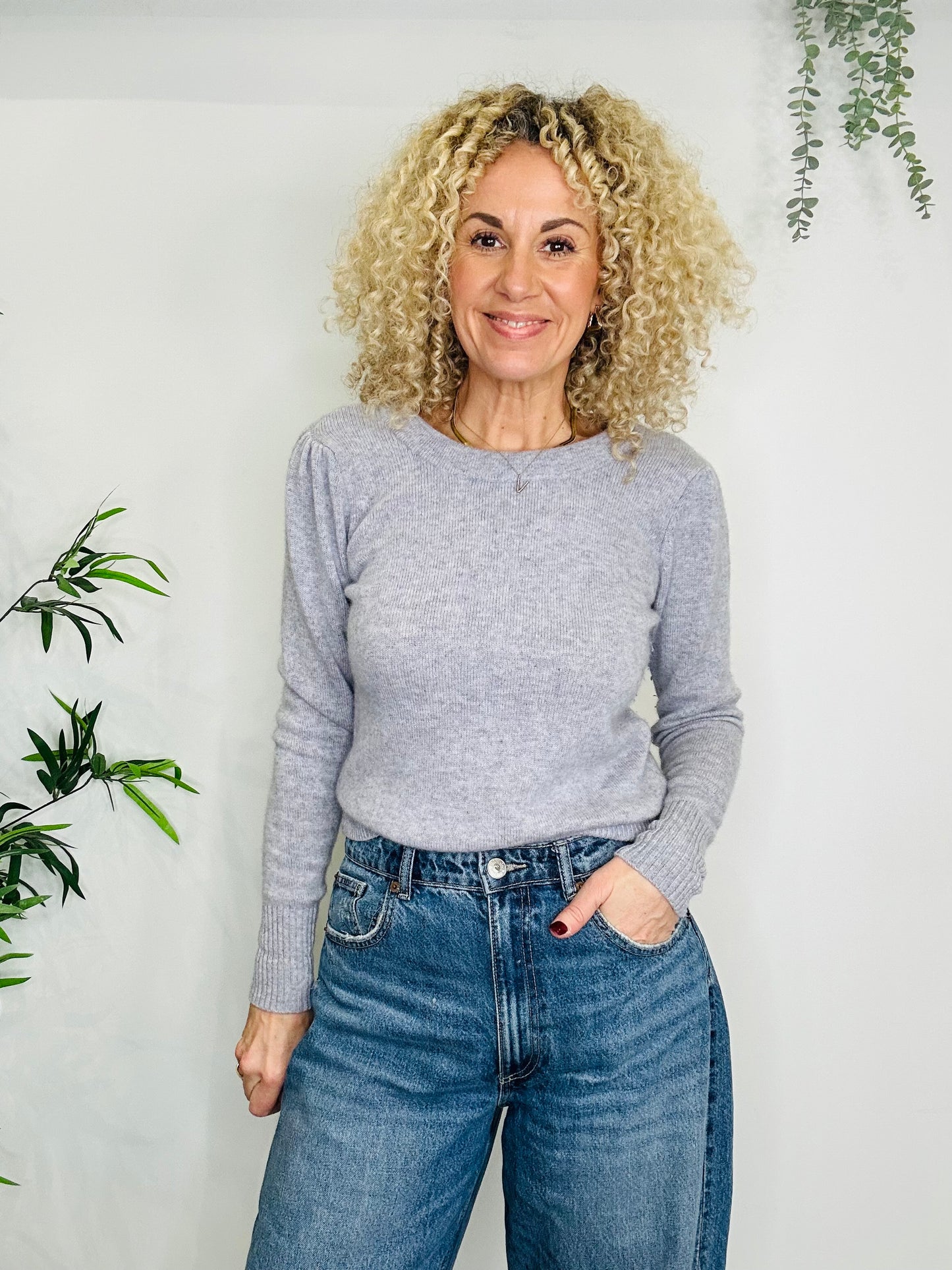 Wool Ribbon Tie Jumper - Size S