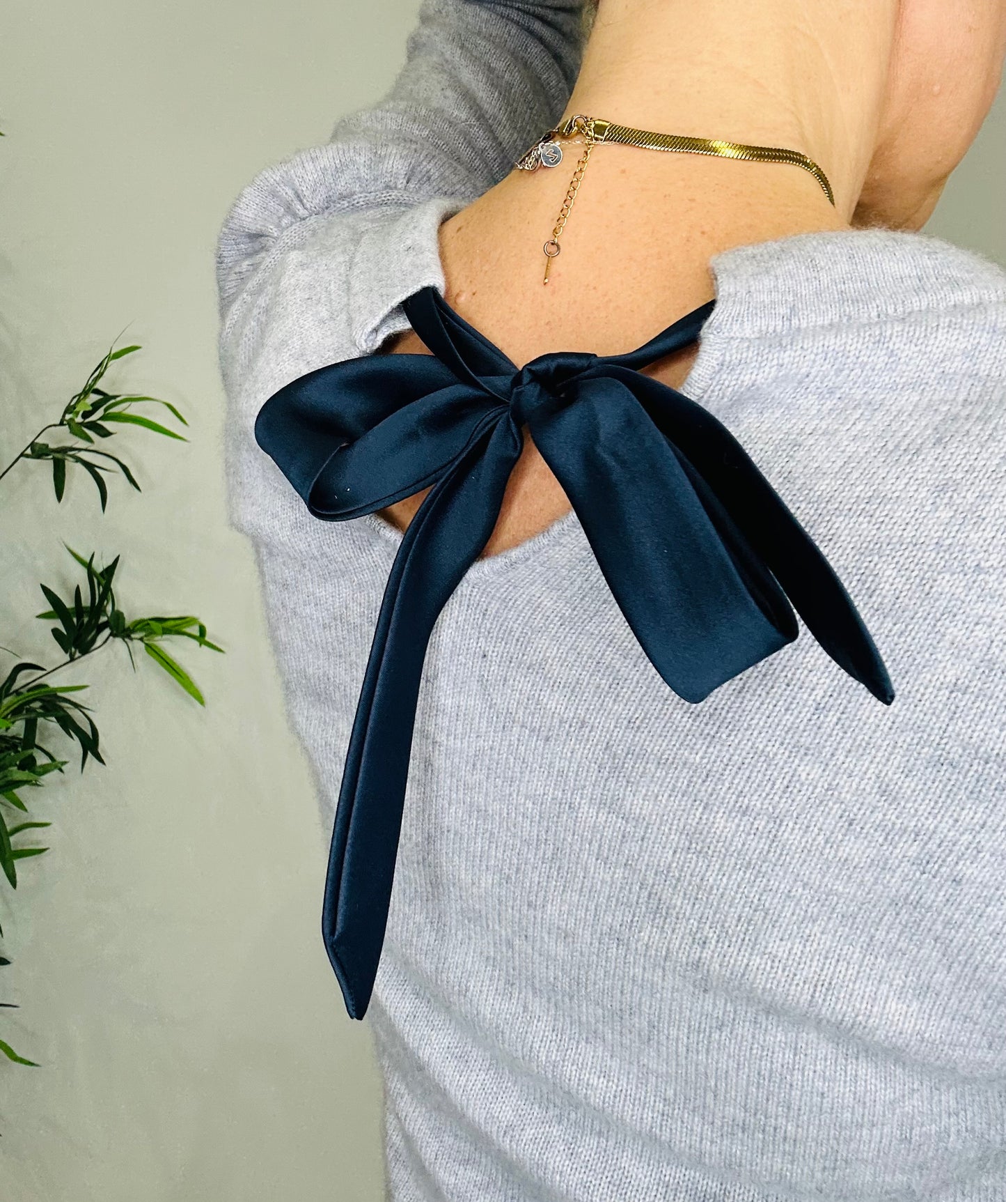 Wool Ribbon Tie Jumper - Size S