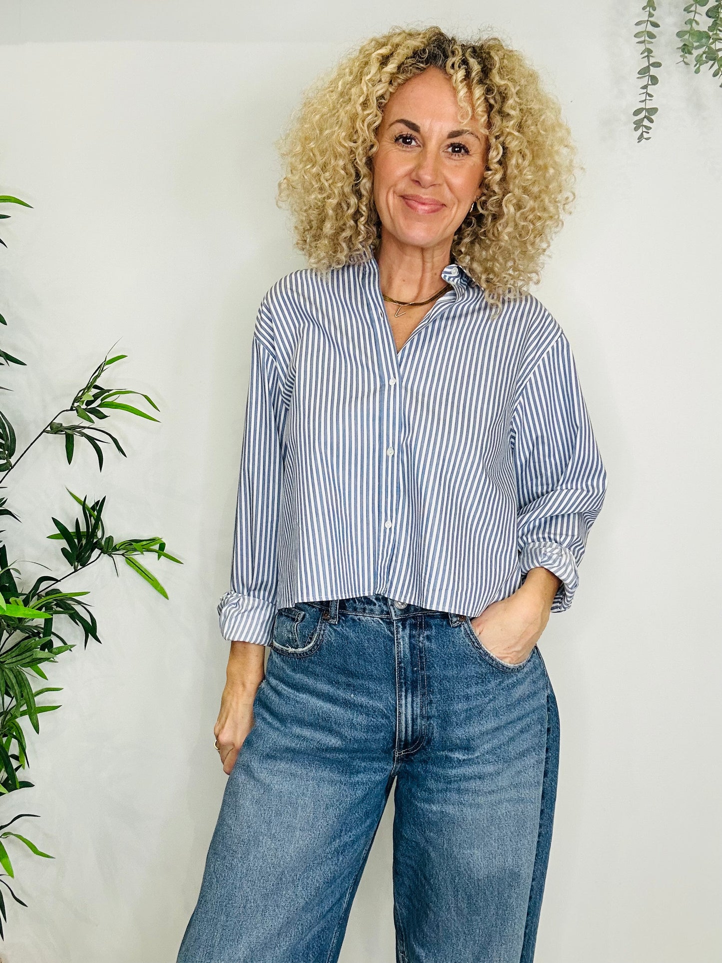 Striped Cotton Shirt - Size 14