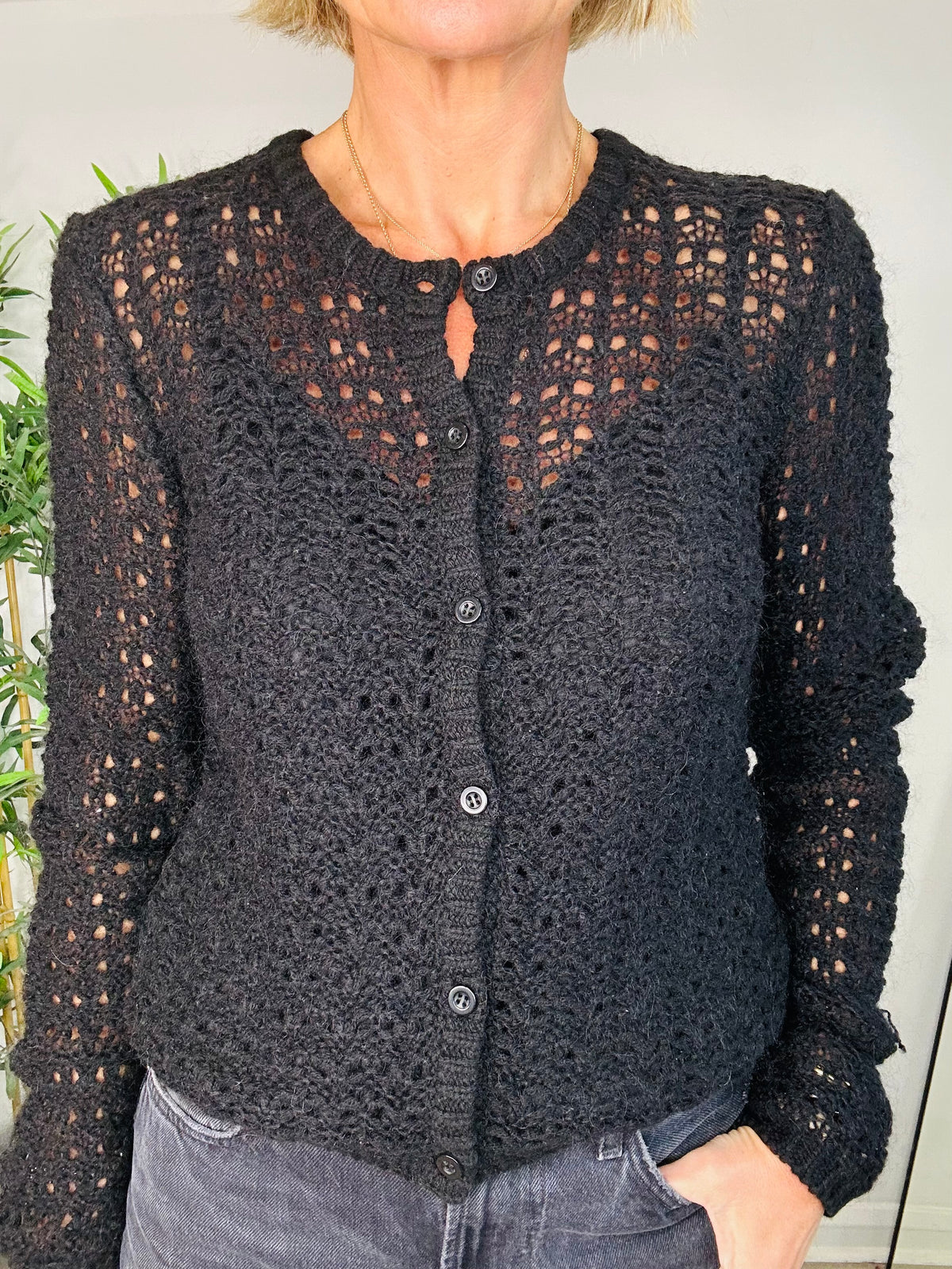 Open Knit Cardigan - Size S