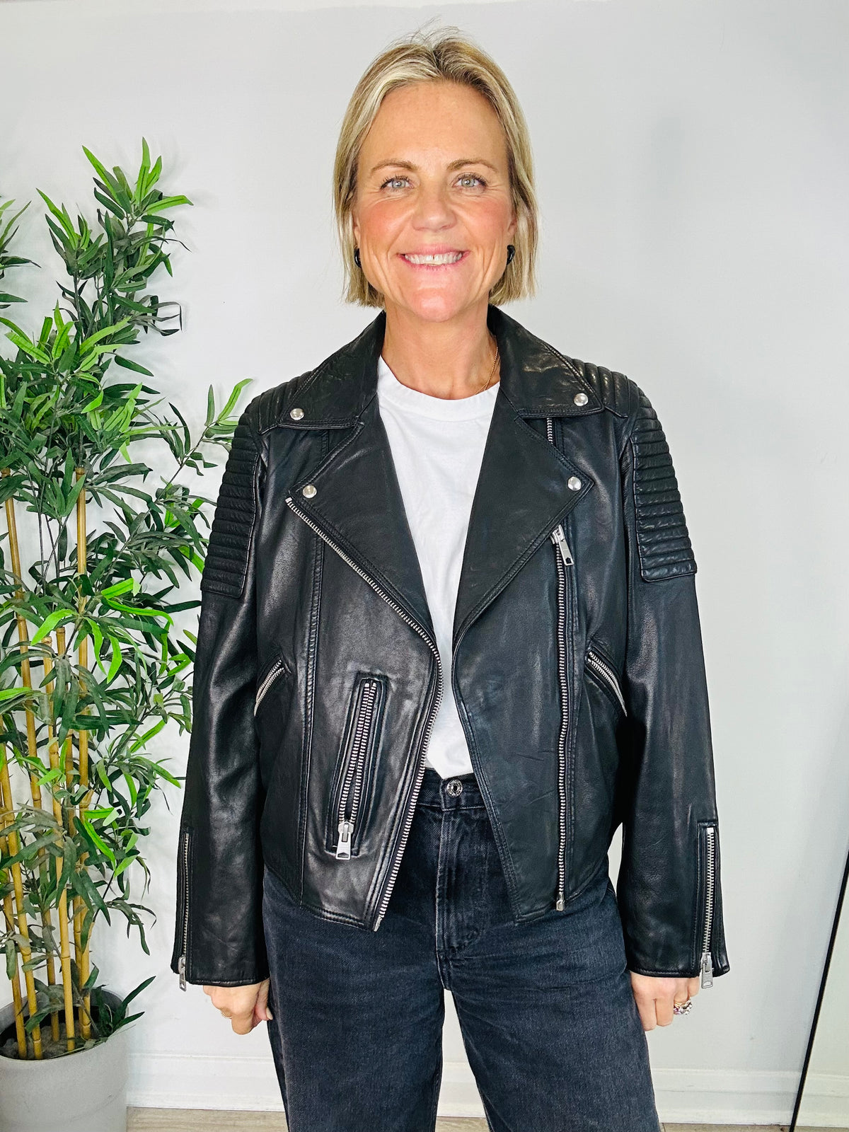 Leather Kimber Biker Jacket - Size 14