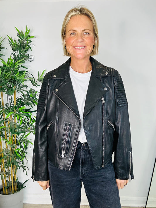 Leather Kimber Biker Jacket - Size 14