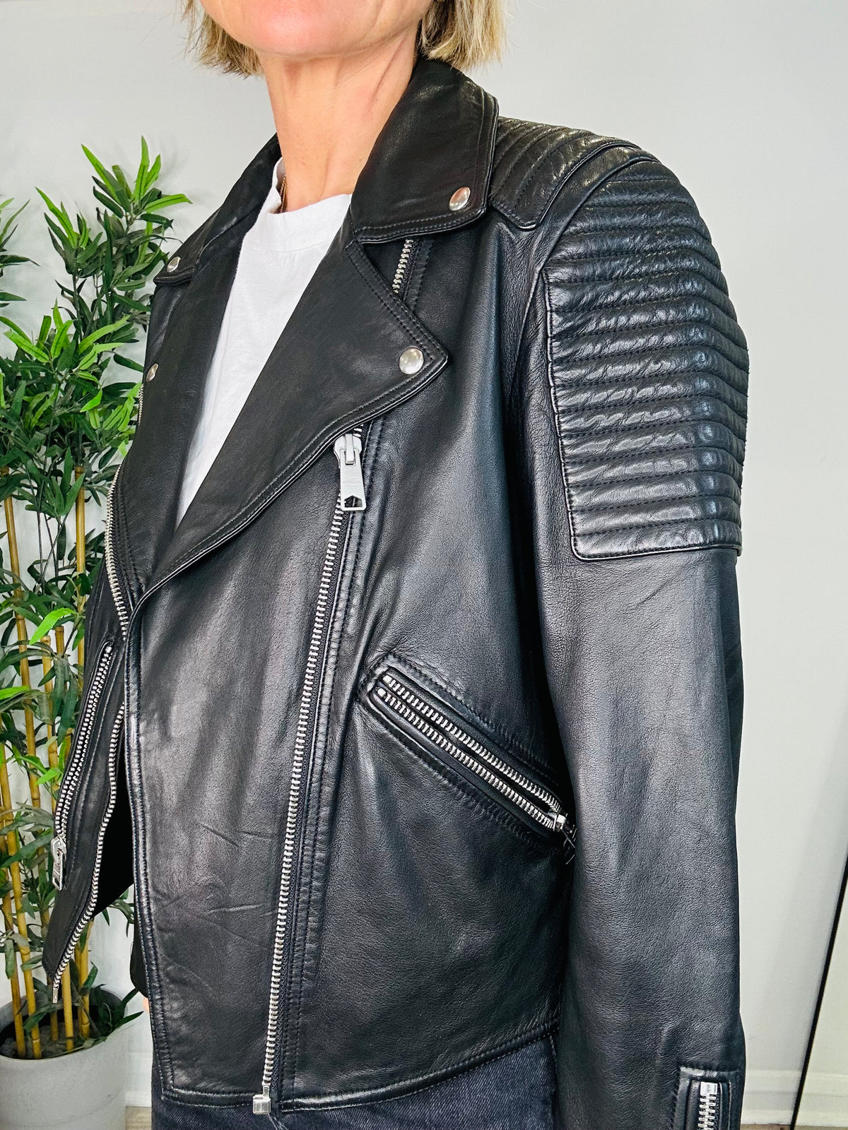 Leather Kimber Biker Jacket - Size 14