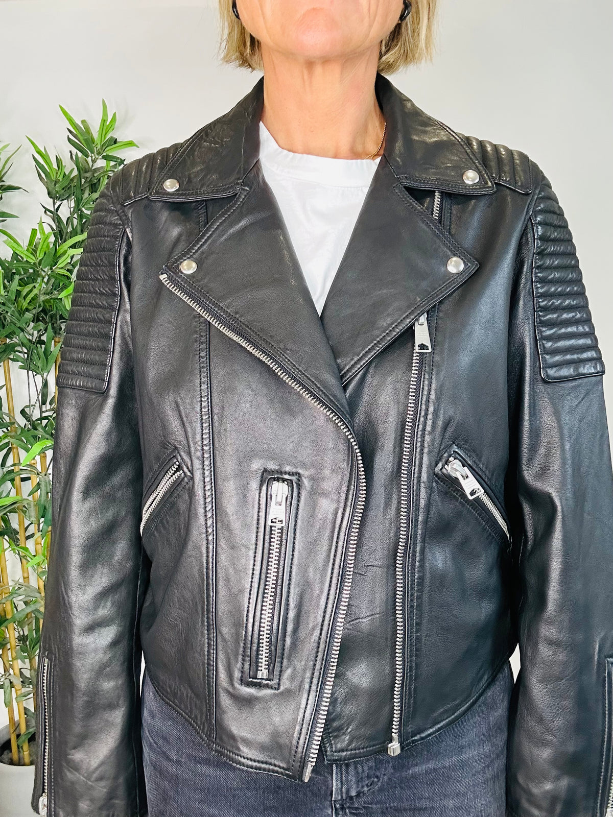 Leather Kimber Biker Jacket - Size 14
