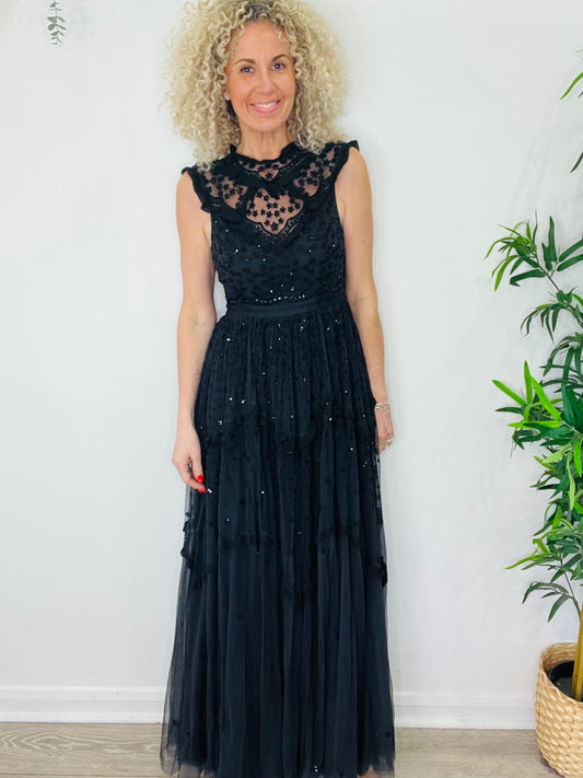 Sequinned Maxi Dress - Size 8