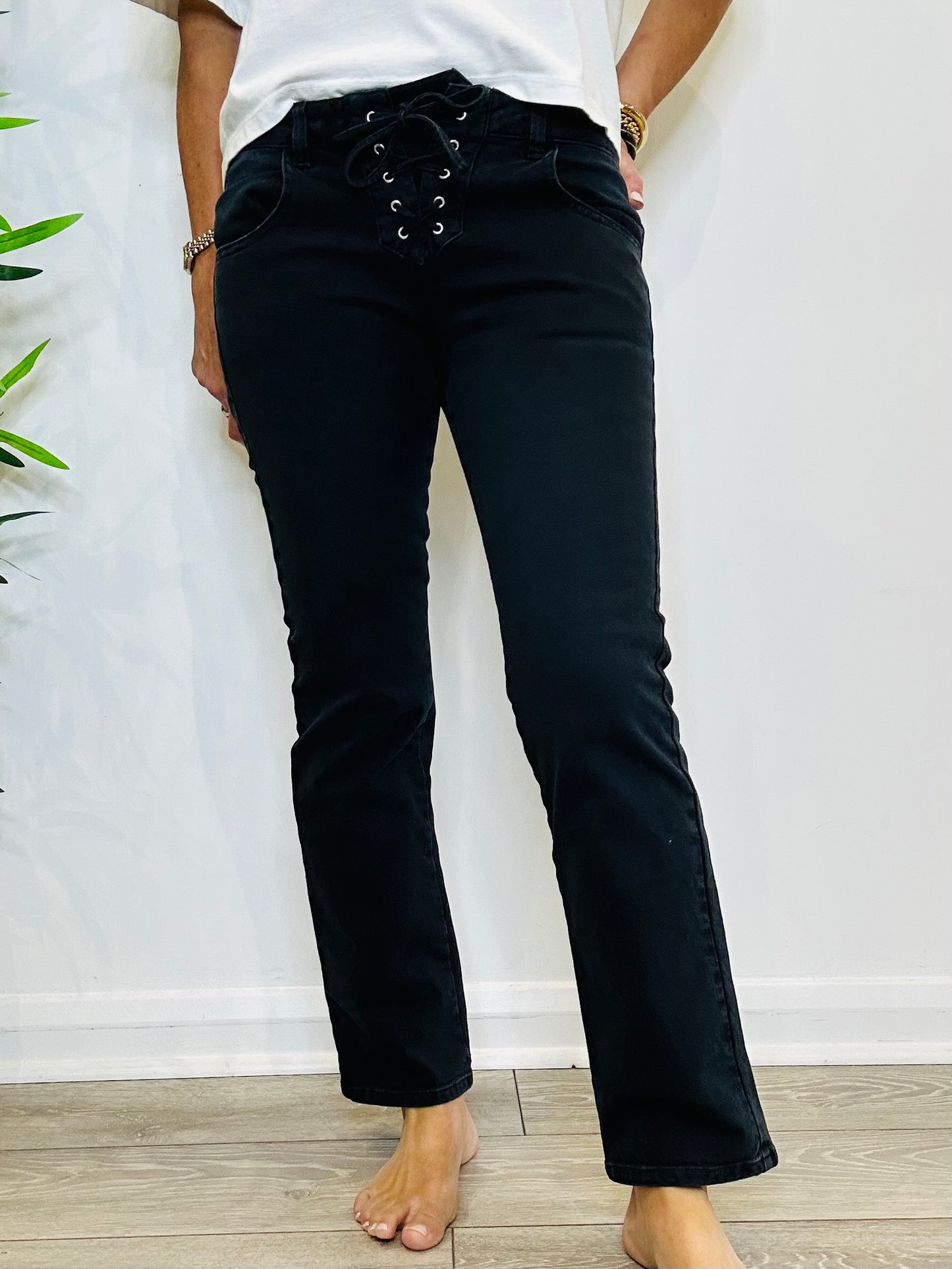 Vanel Lace-up Jeans - Size 36