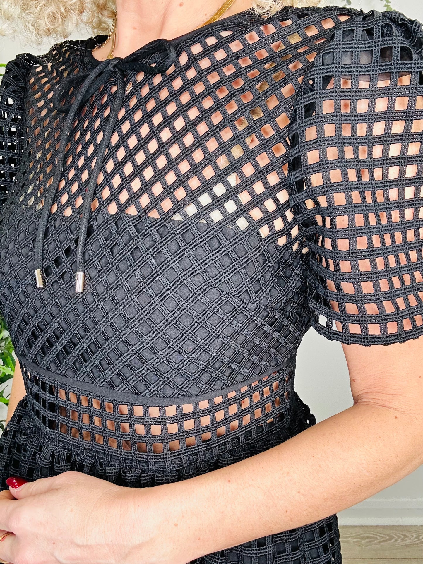 Grid Lace Midi Dress - Size 12