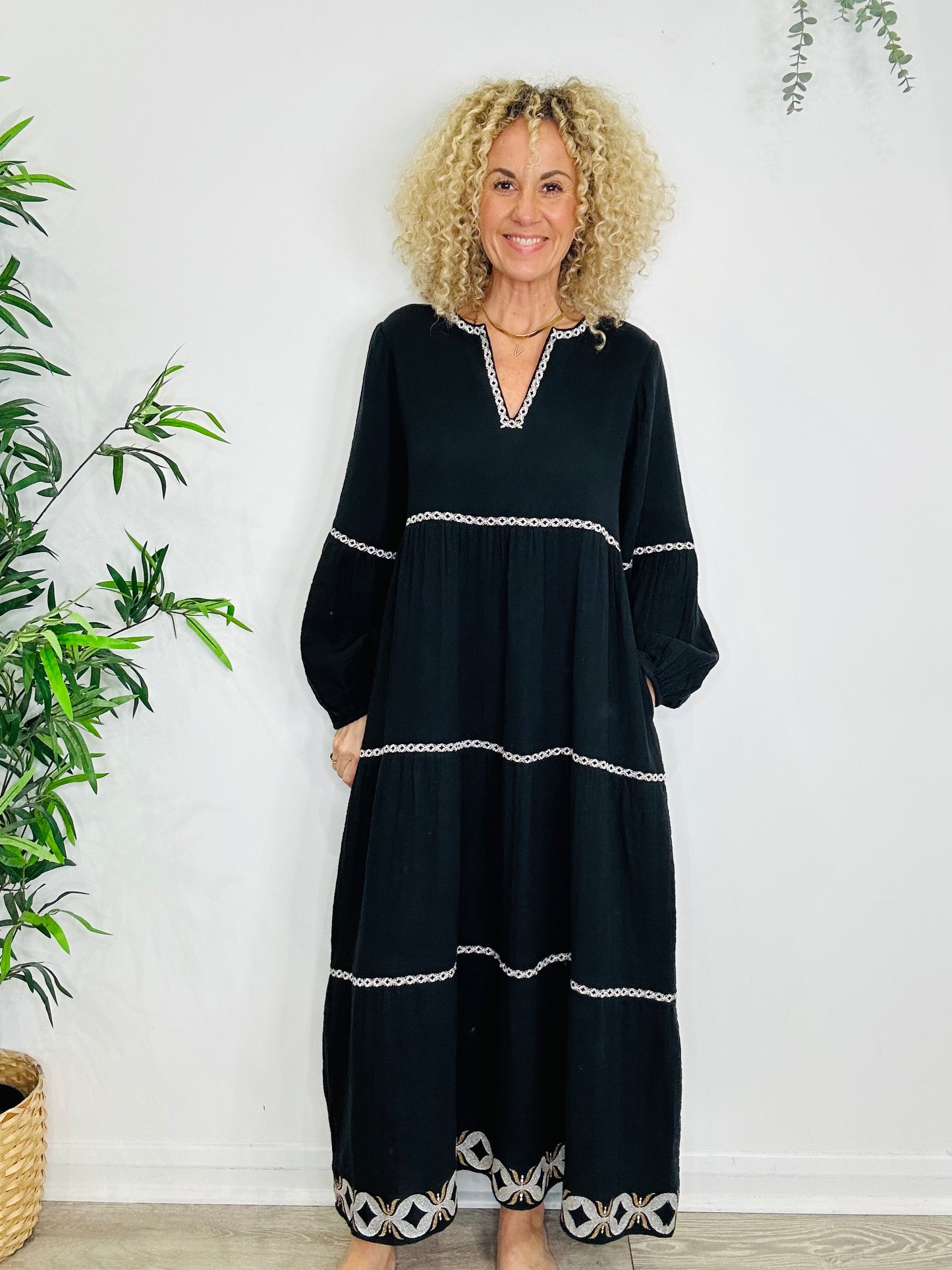 Embroidered Cotton Dress - Size M