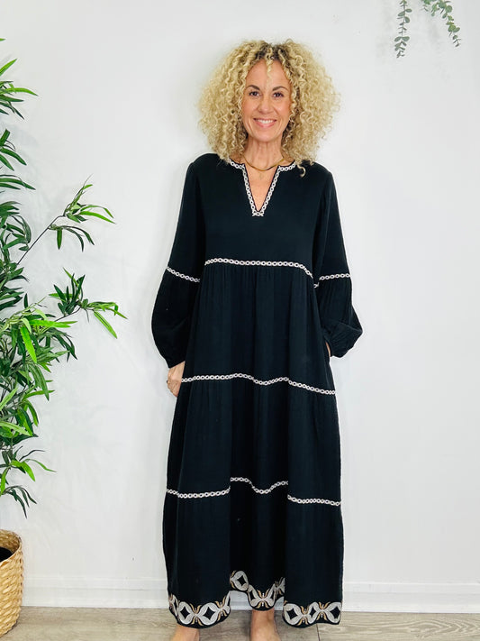 Embroidered Cotton Dress - Size M