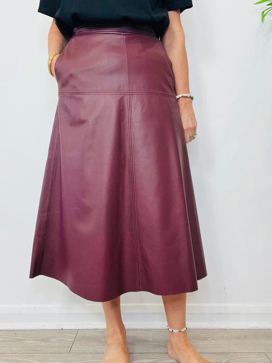Leather Midi Skirt - Size 1